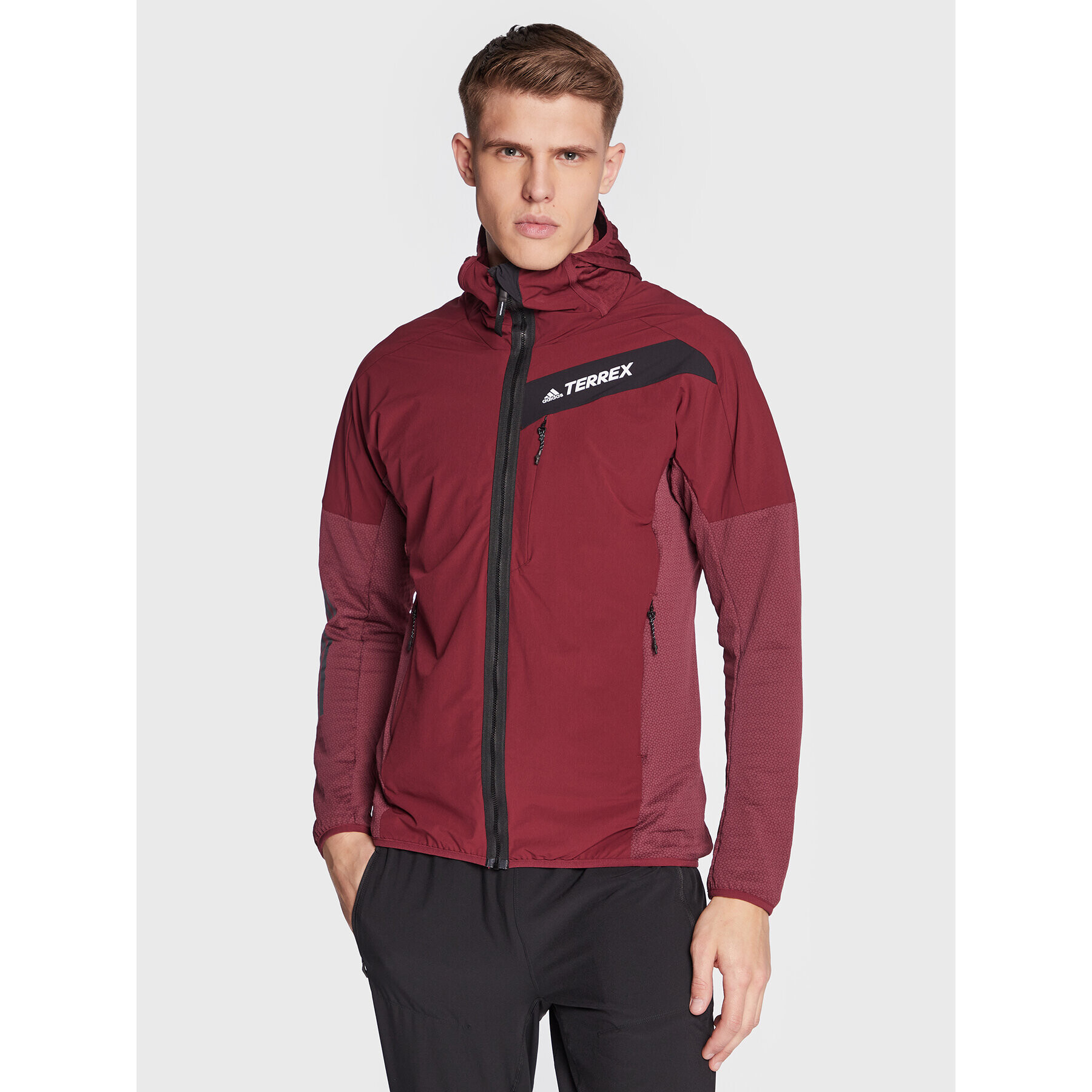 adidas Polár kabát Techrock Flooce Wind Hooded Jacket H55941 Piros - Pepit.hu