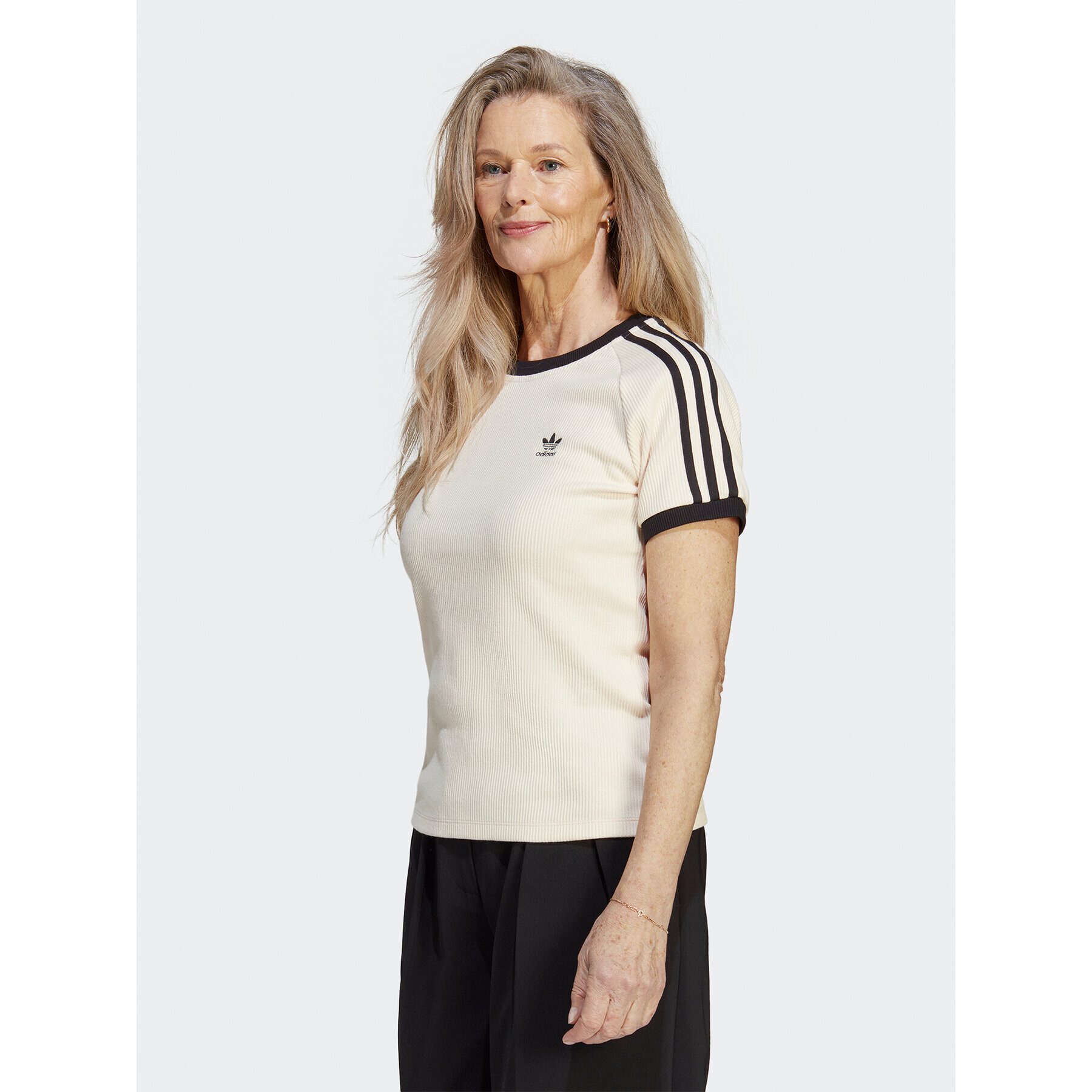 adidas Póló 3-Stripes Slim T-Shirt IC5463 Bézs - Pepit.hu