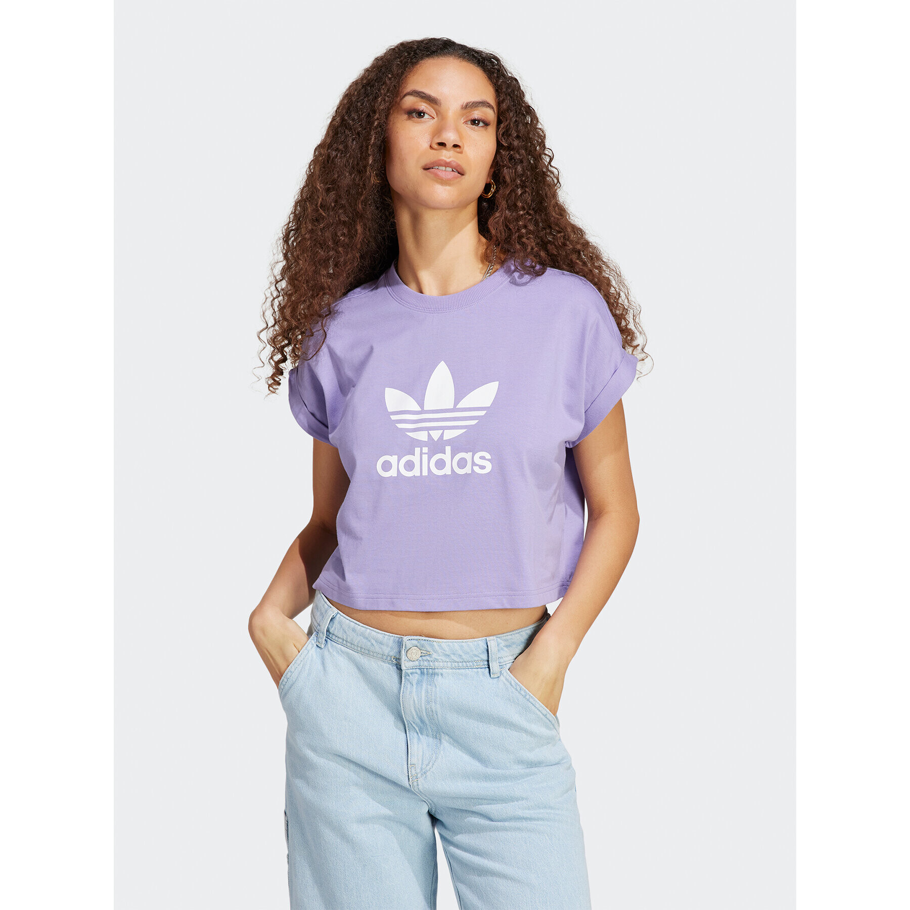 adidas Póló Adicolor Classics Short Trefoil T-Shirt IC5468 Lila Oversize - Pepit.hu