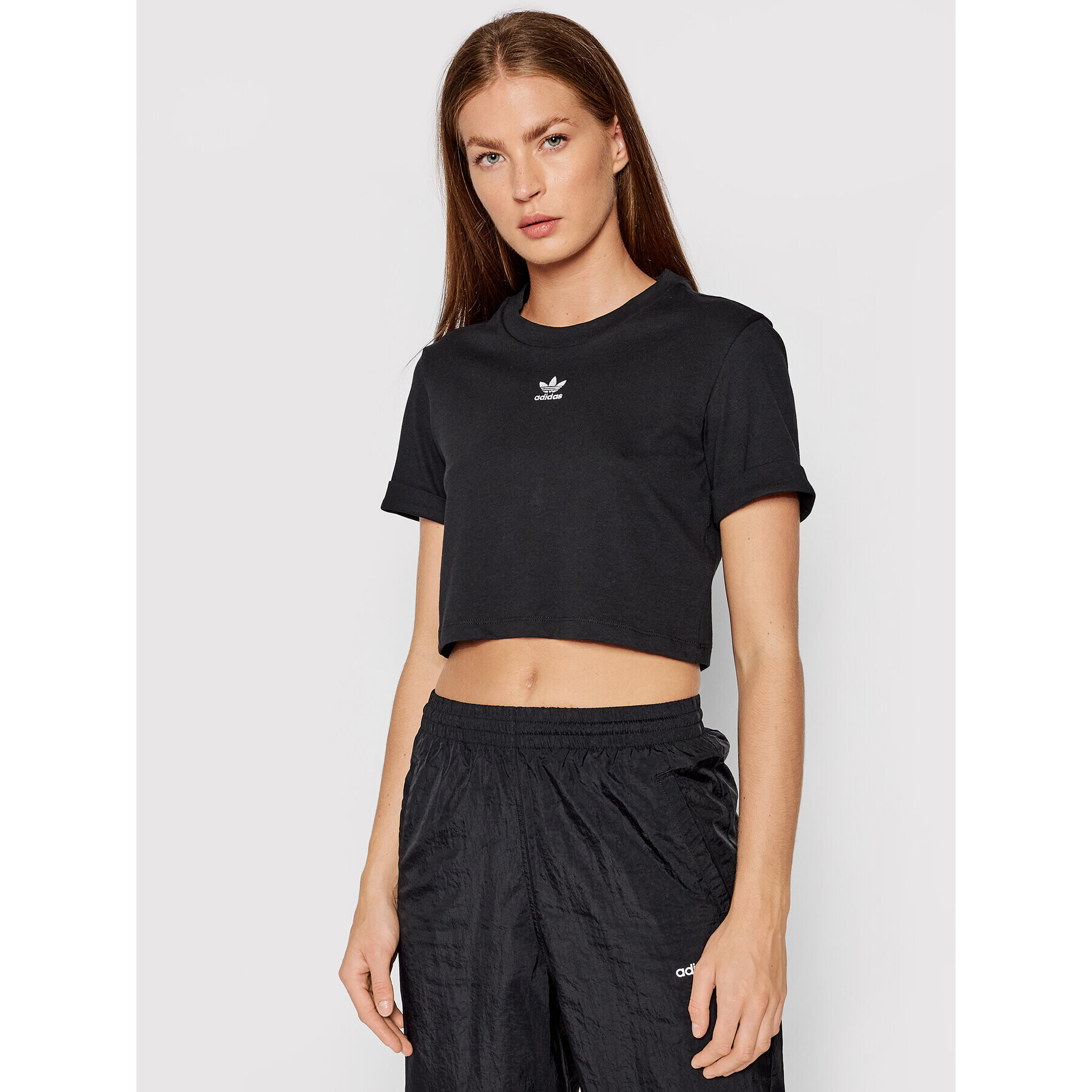 adidas Póló adicolor Essentials Cropped Tee H37882 Fekete Regular Fit - Pepit.hu