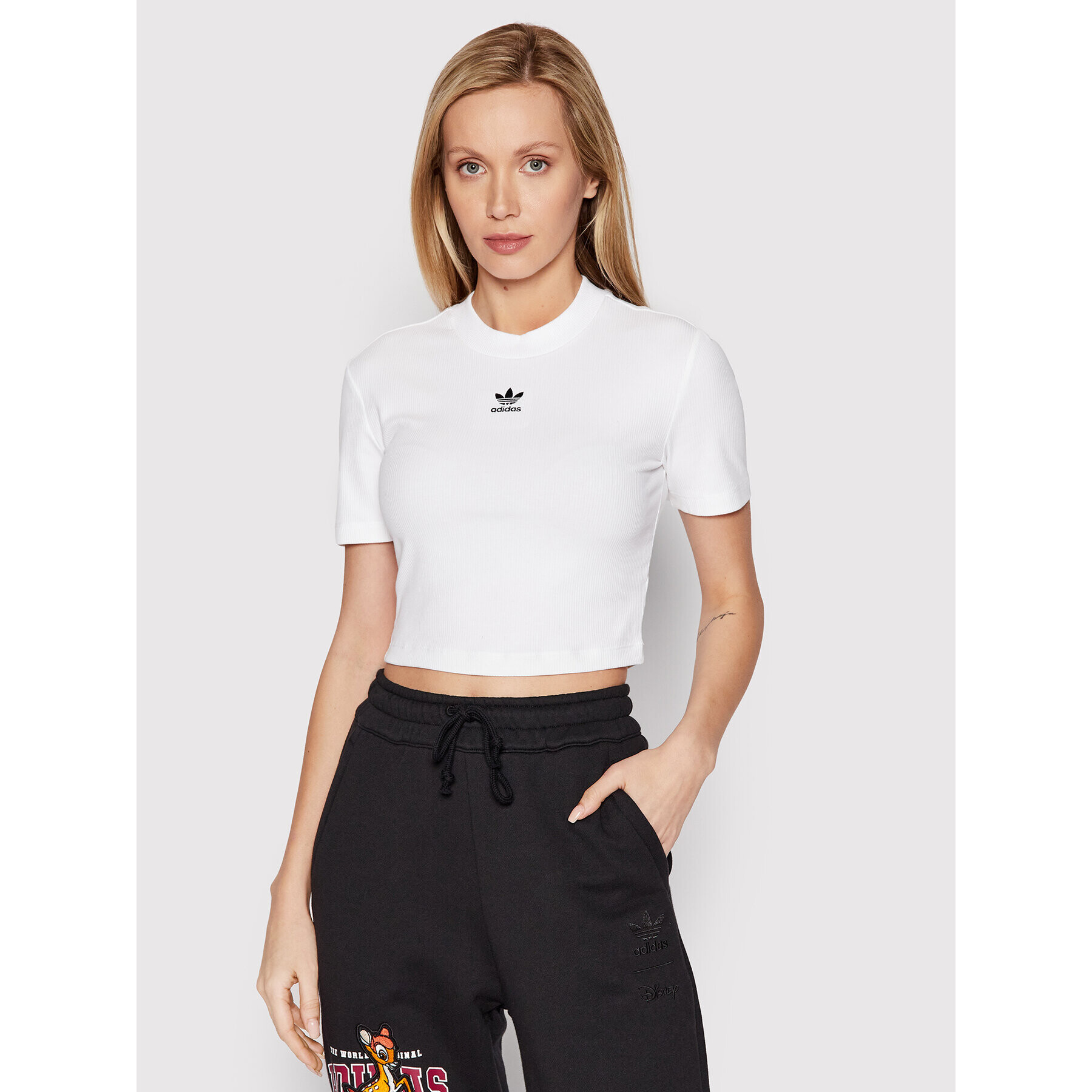 adidas Póló adicolor Essentials Rib Cropped HF3394 Fehér Regular Fit - Pepit.hu