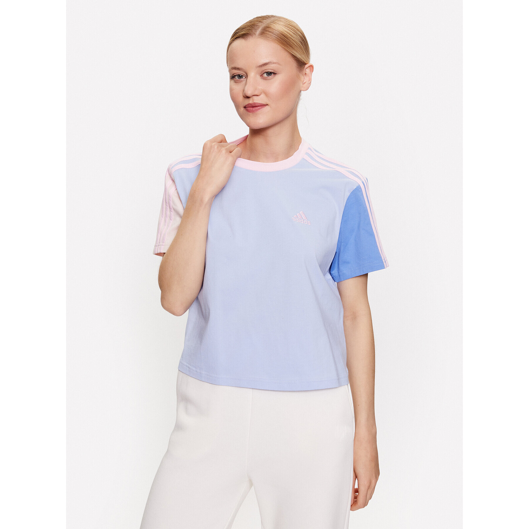 adidas Póló Essentials 3-Stripes Single Jersey Crop Top IC1472 Kék Loose Fit - Pepit.hu