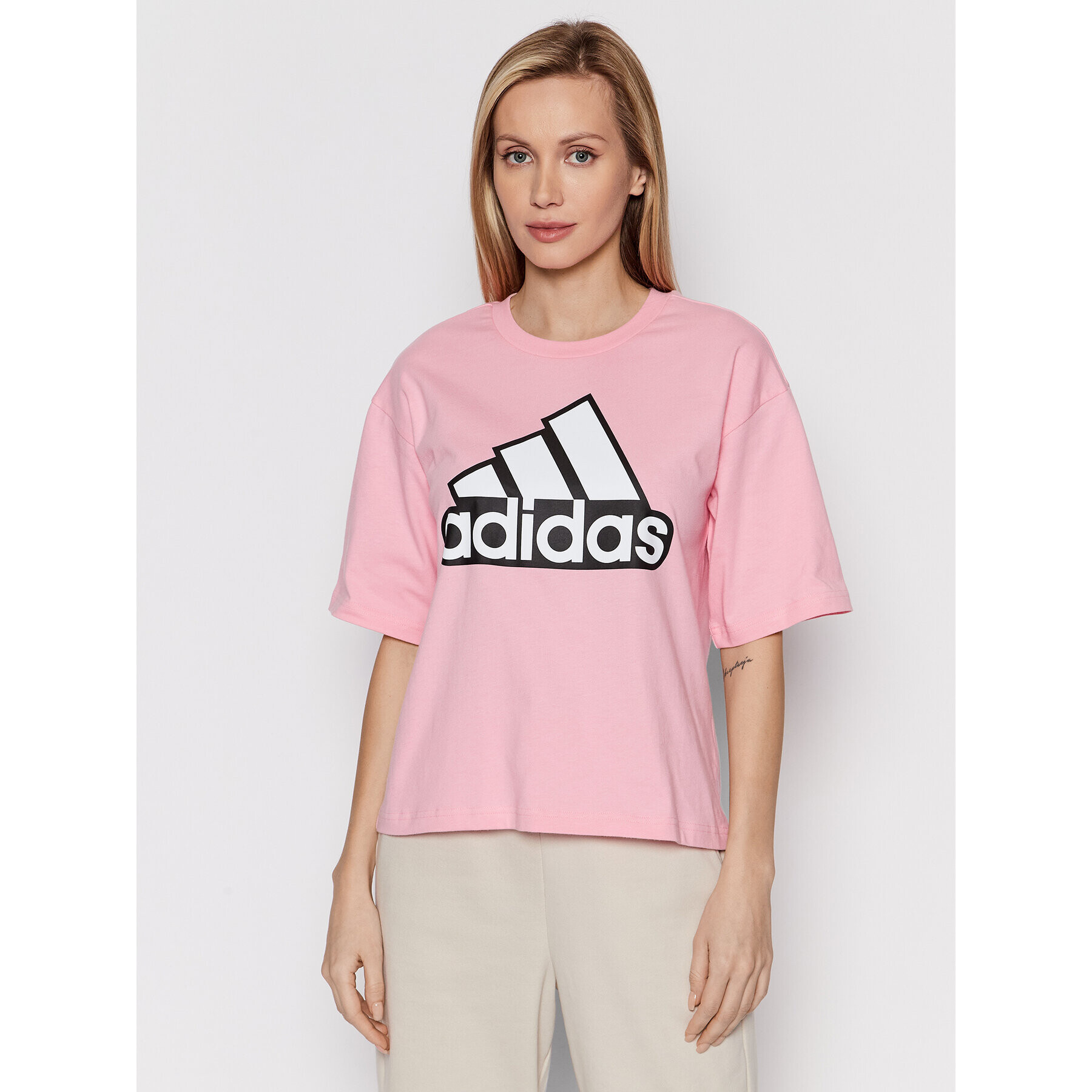 adidas Póló Essentials Logo HC9184 Rózsaszín Loose Fit - Pepit.hu