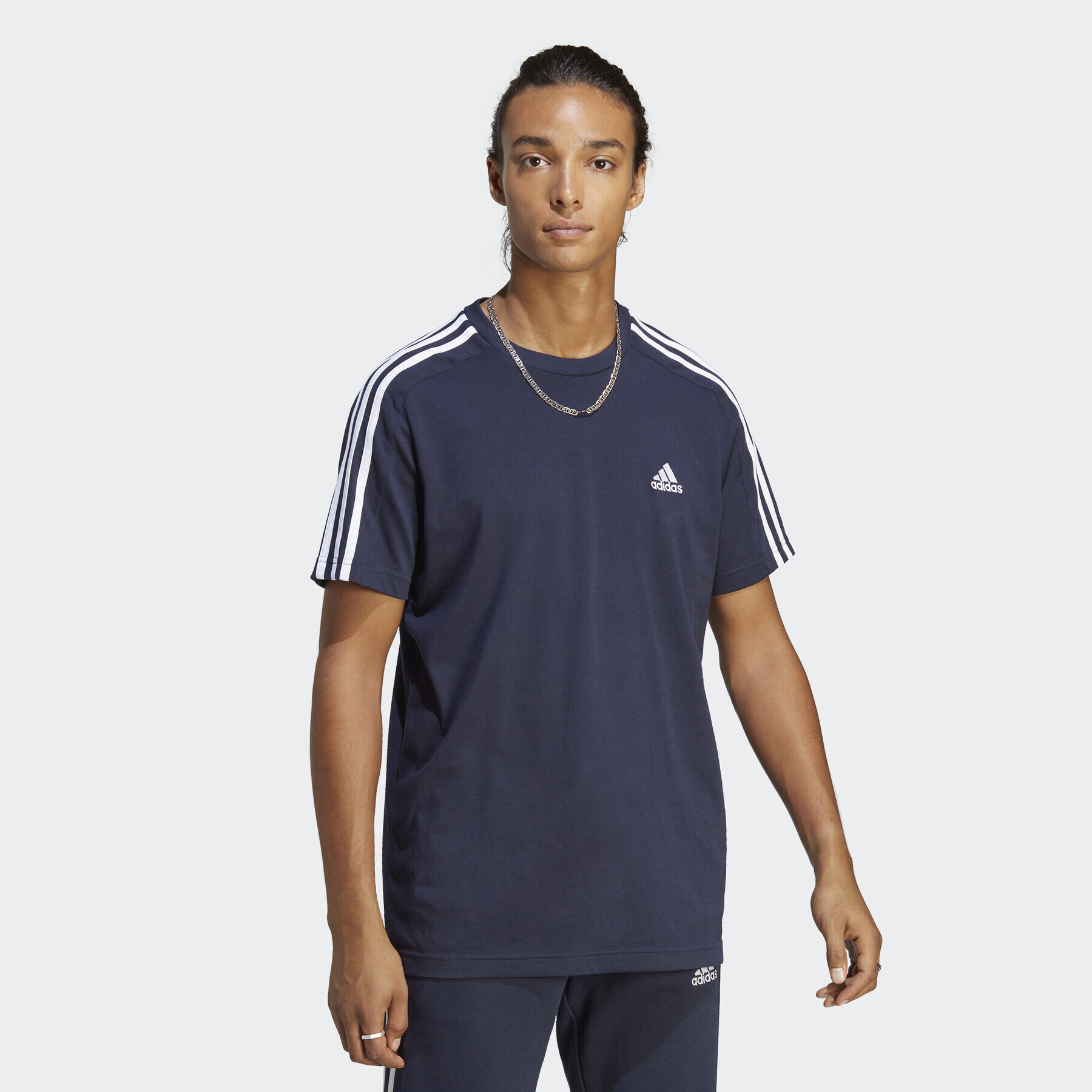 adidas Póló Essentials Single Jersey 3-Stripes T-Shirt IC9335 Kék Regular Fit - Pepit.hu