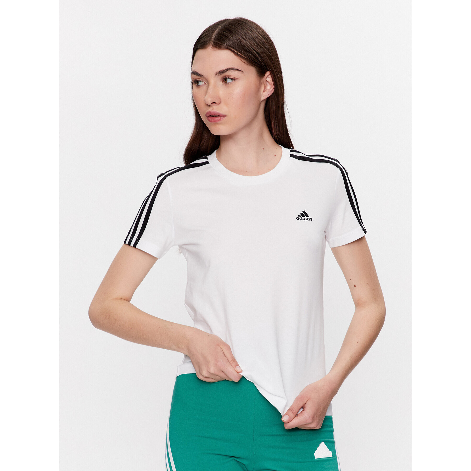 adidas Póló Essentials Slim 3-Stripes T-Shirt GL0783 Fehér Slim Fit - Pepit.hu