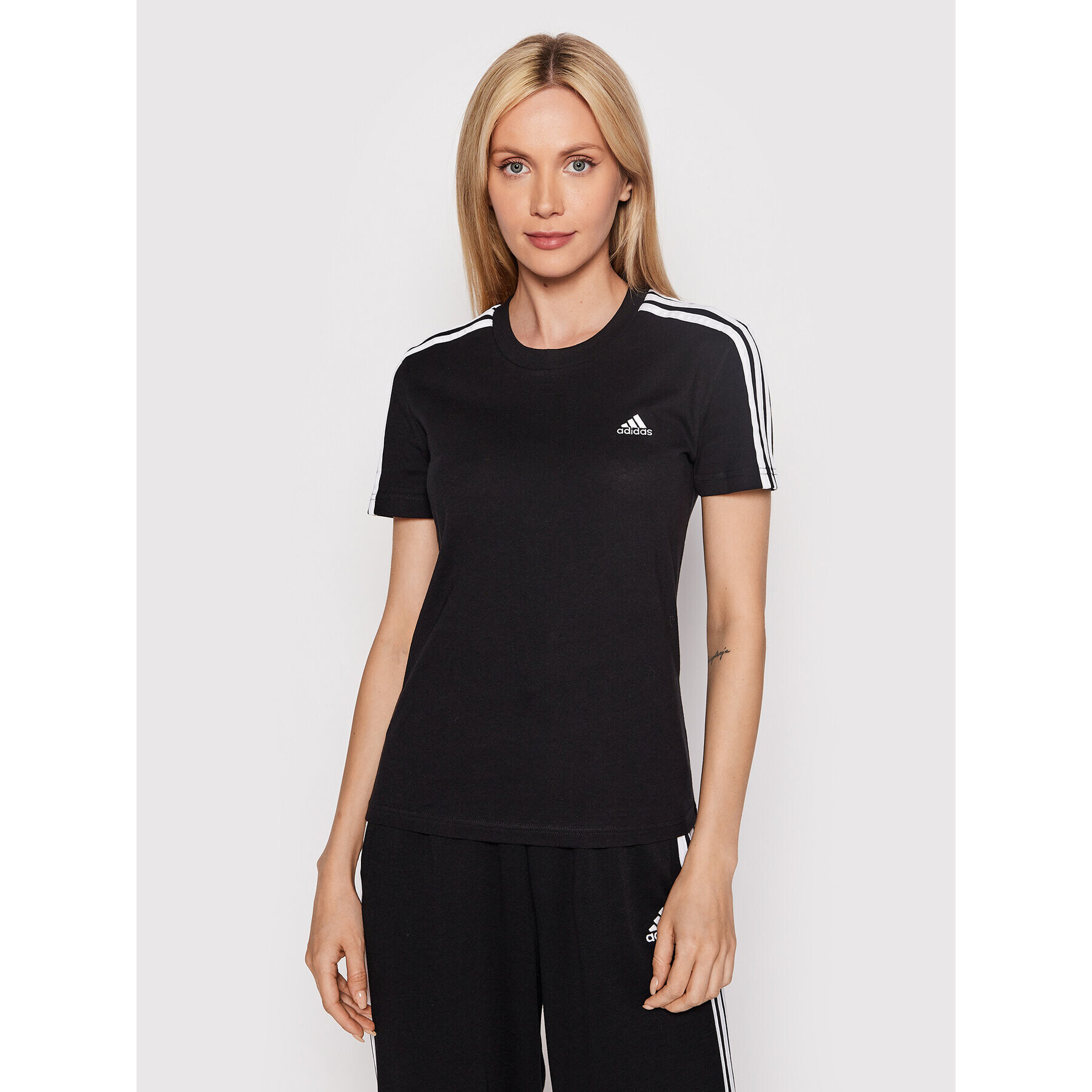 adidas Póló Loungewear Essentials 3-Stripes GL0784 Fekete Slim Fit - Pepit.hu