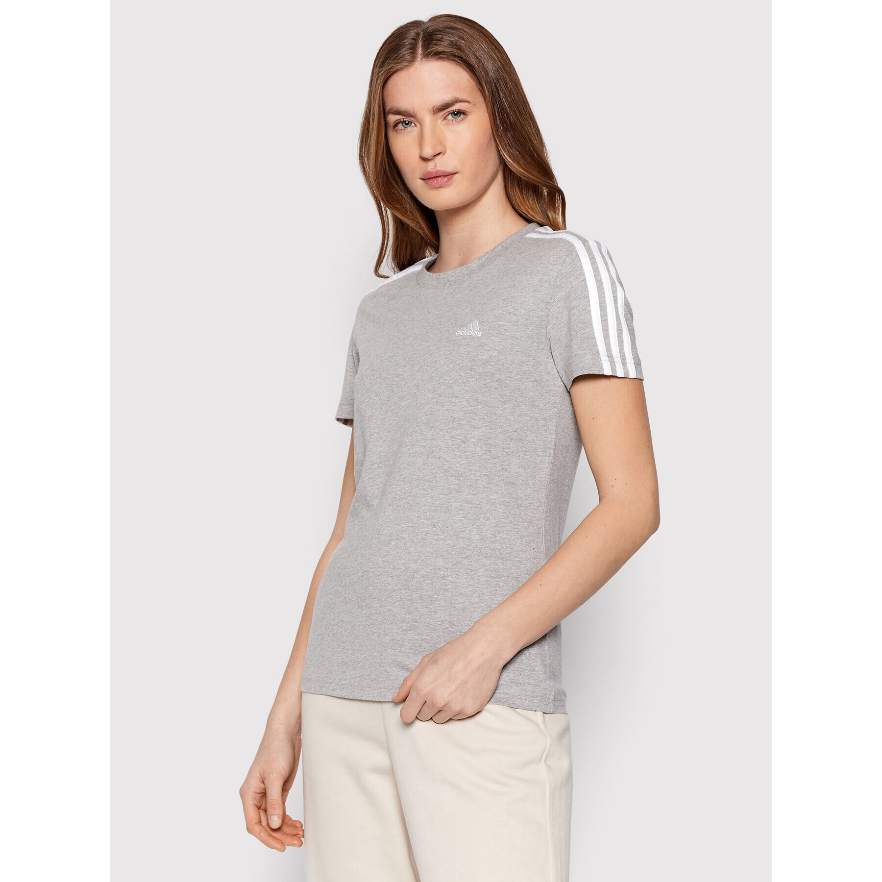 adidas Póló Loungewear Essentials 3-Stripes GL0785 Szürke Slim Fit - Pepit.hu