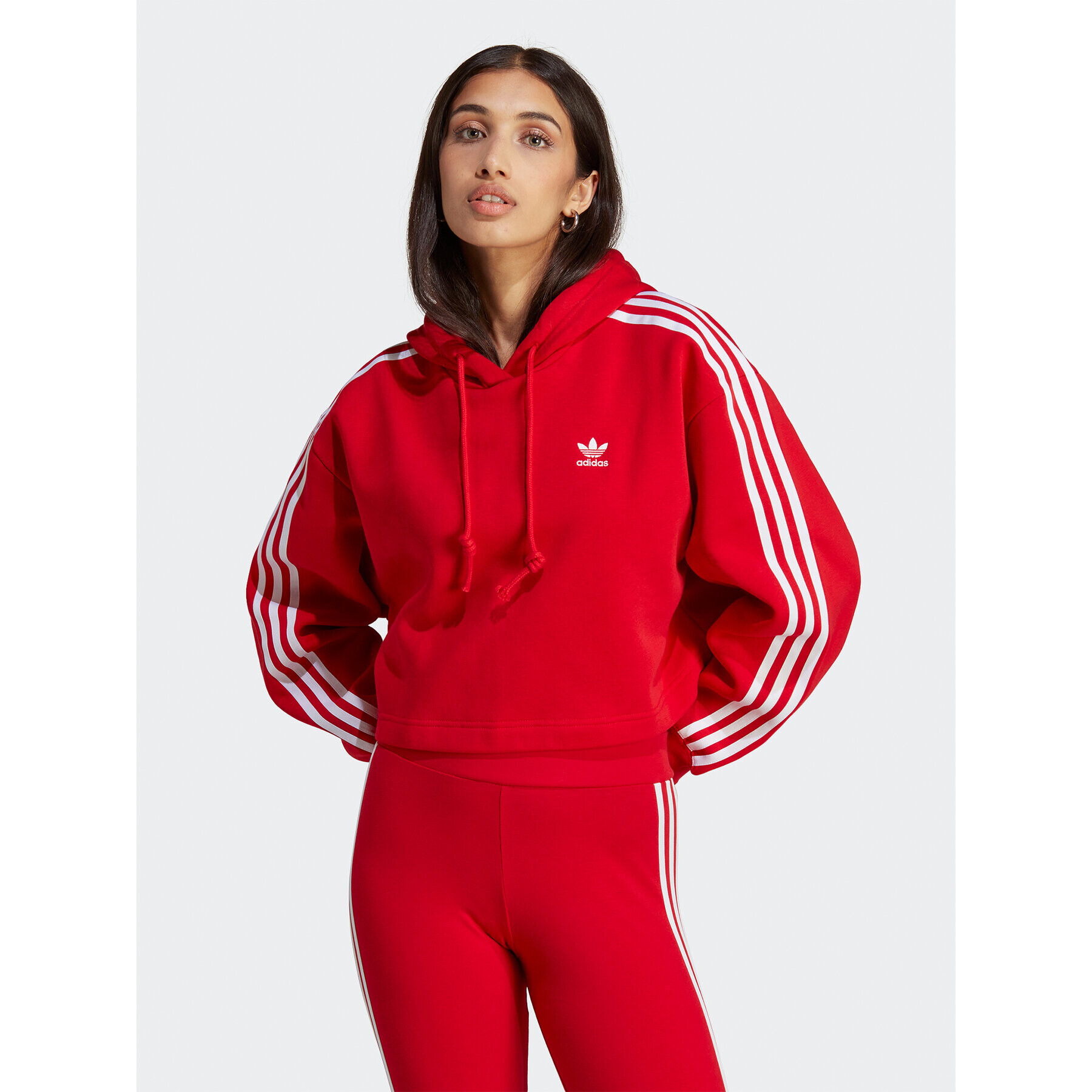 adidas Pulóver Adicolor Classics Crop Hoodie IB7389 Piros Loose Fit - Pepit.hu