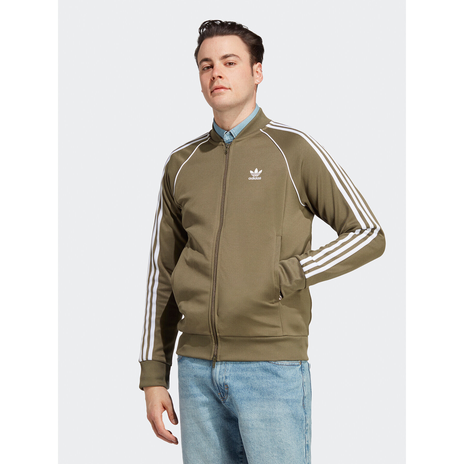 adidas Pulóver Adicolor Classics SST Track Top IA4784 Zöld Slim Fit - Pepit.hu