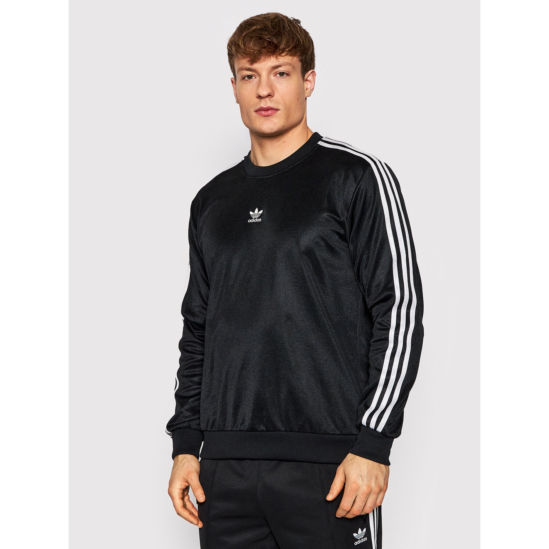 adidas Pulóver adicolor Classics Trefoil High Shine Crew HC1918 Fekete Regular Fit - Pepit.hu