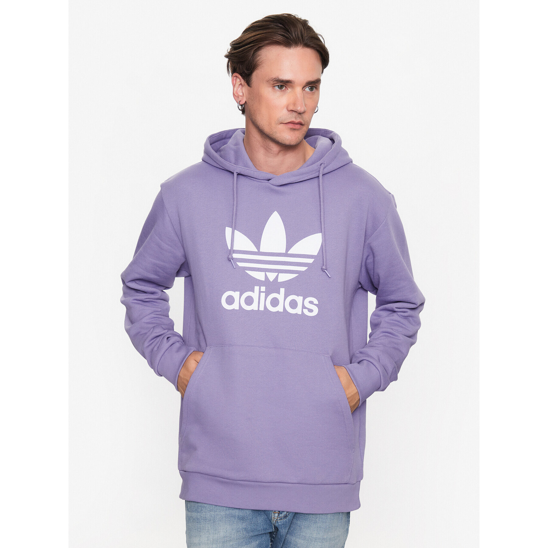 adidas Pulóver Adicolor Classics Trefoil Hoodie IA4881 Lila Regular Fit - Pepit.hu