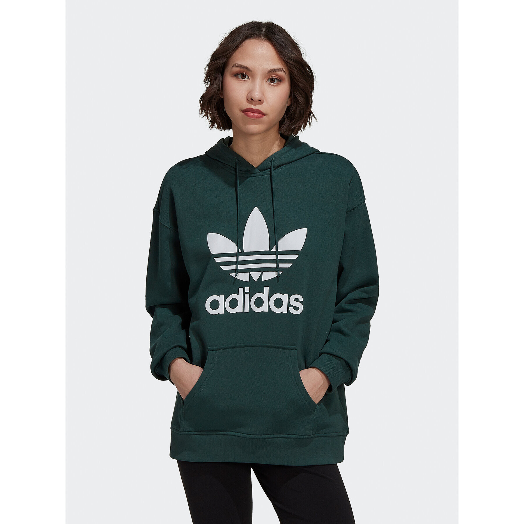 adidas Pulóver adicolor Trefoil HK9654 Zöld Regular Fit - Pepit.hu