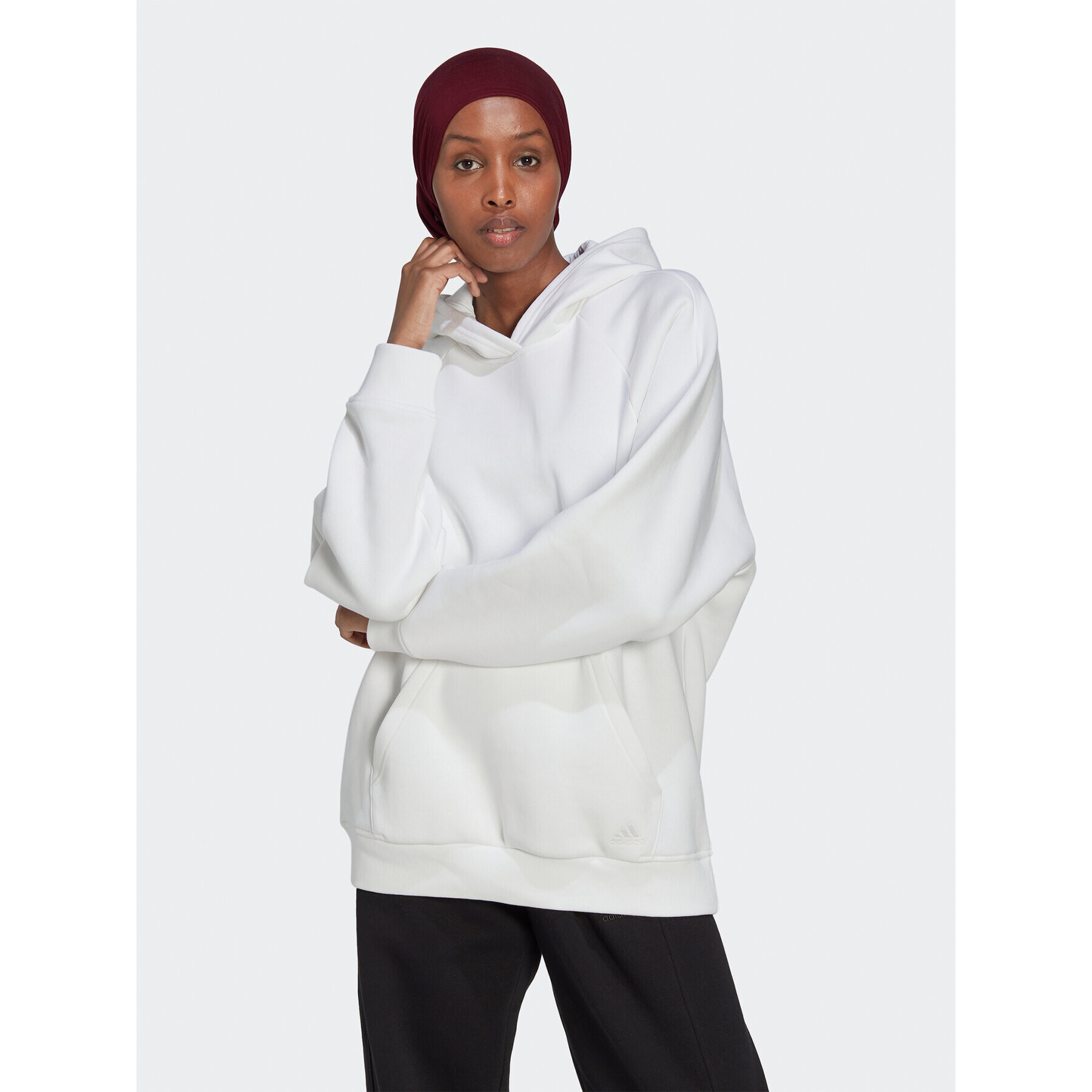 adidas Pulóver ALL SZN Fleece HT3828 Fehér Loose Fit - Pepit.hu