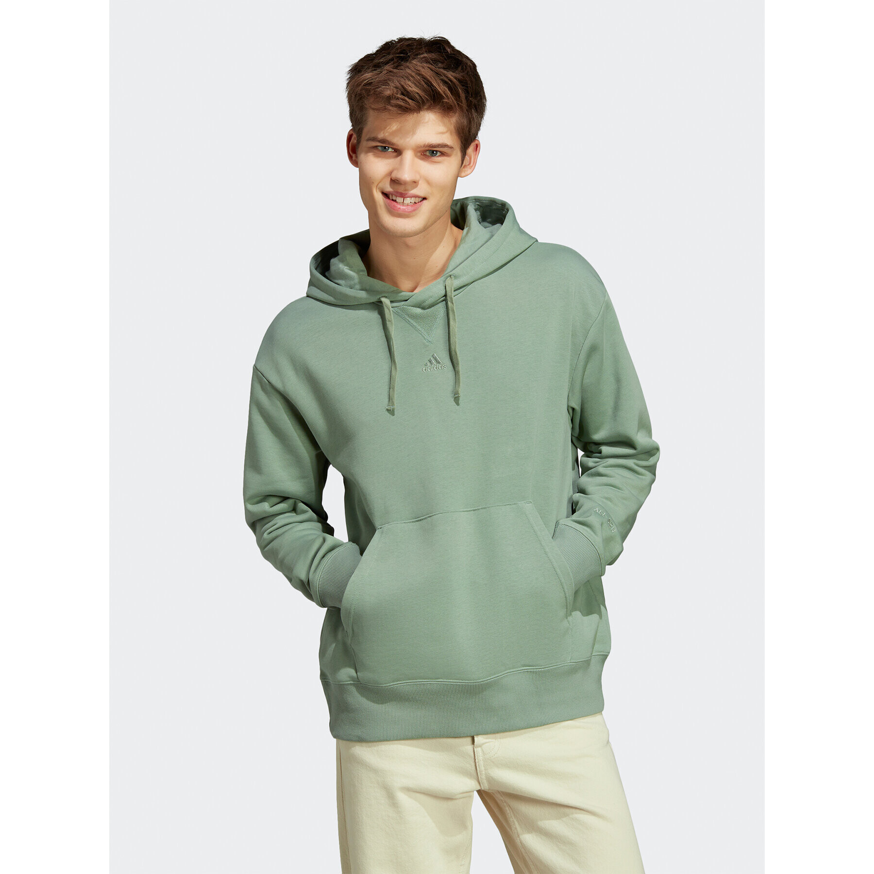 adidas Pulóver ALL SZN French Terry Hoodie IC9765 Zöld Loose Fit - Pepit.hu