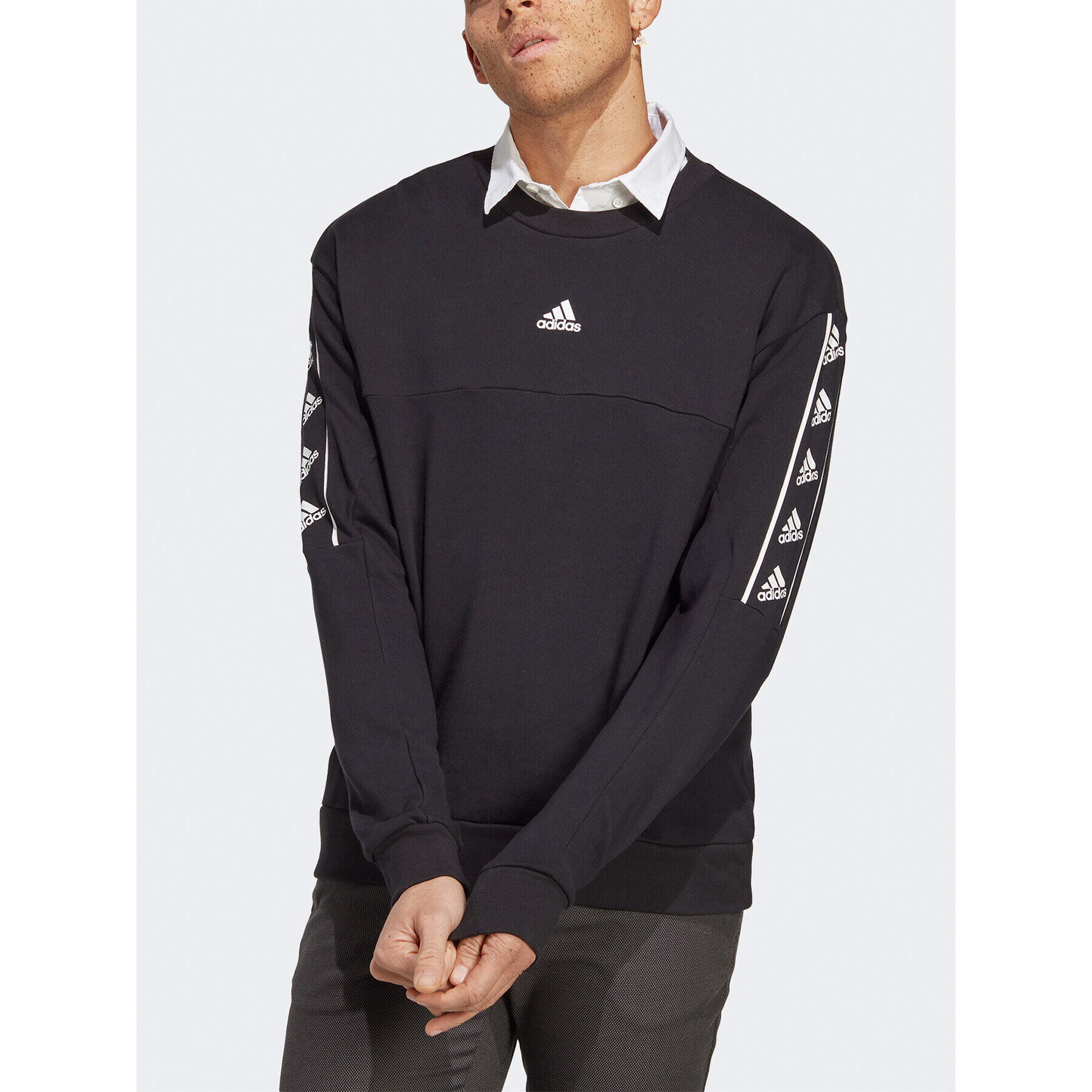 adidas Pulóver Brand Love Sweatshirt IC6809 Fekete Loose Fit - Pepit.hu