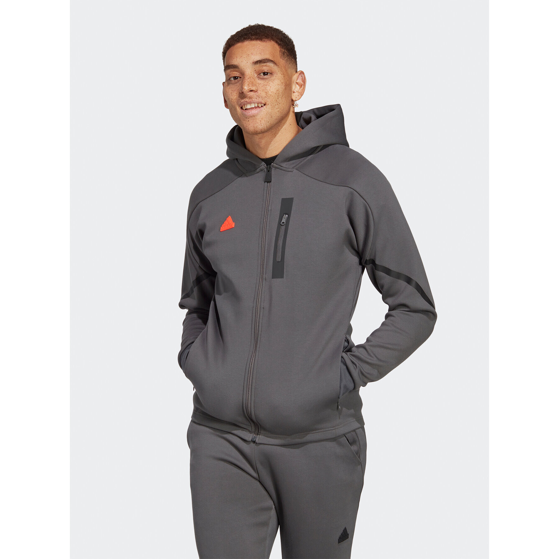 adidas Pulóver Designed for Gameday Full-Zip Hoodie IC8049 Szürke Slim Fit - Pepit.hu