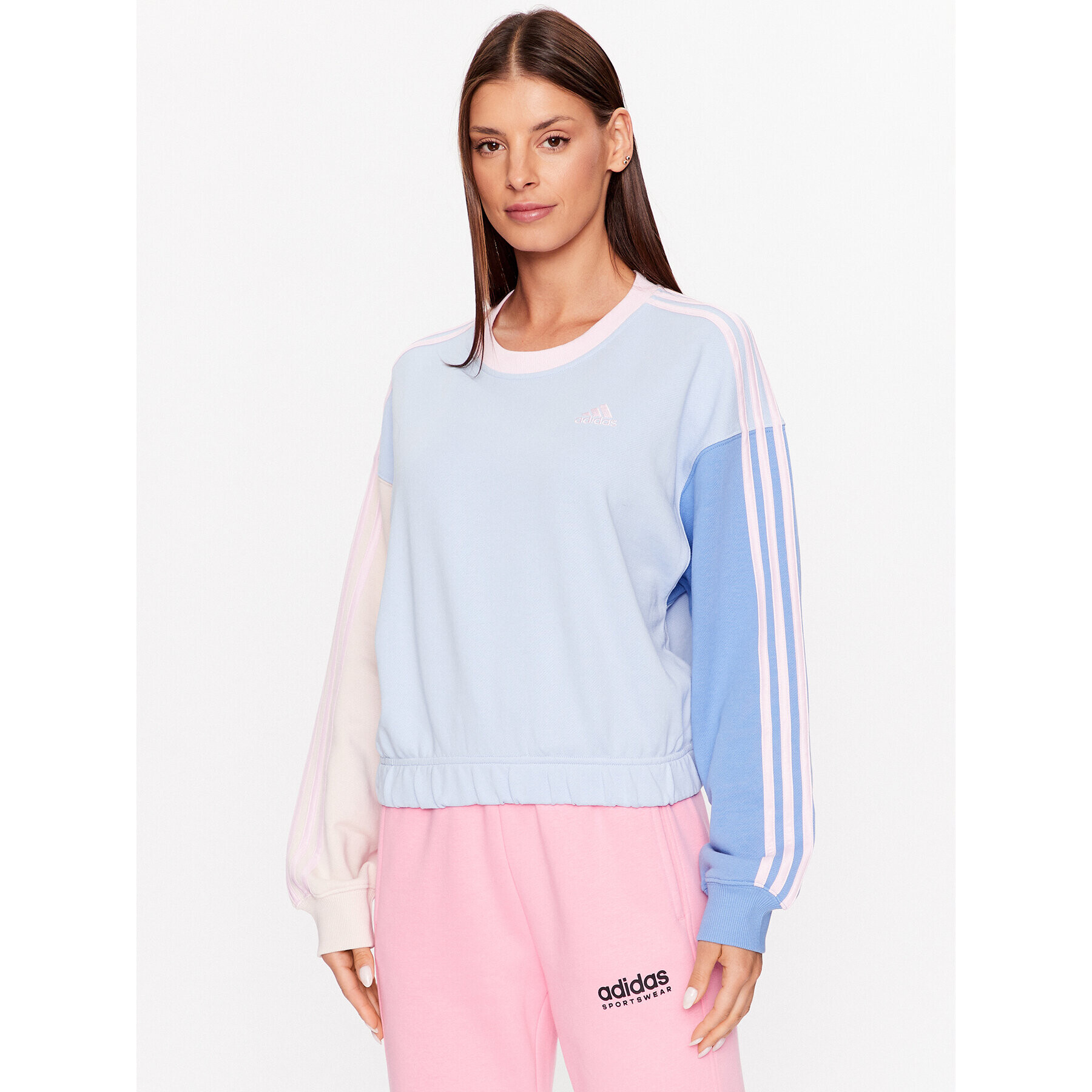 adidas Pulóver Essentials 3-Stripes Crop Sweatshirt IC9873 Kék Loose Fit - Pepit.hu