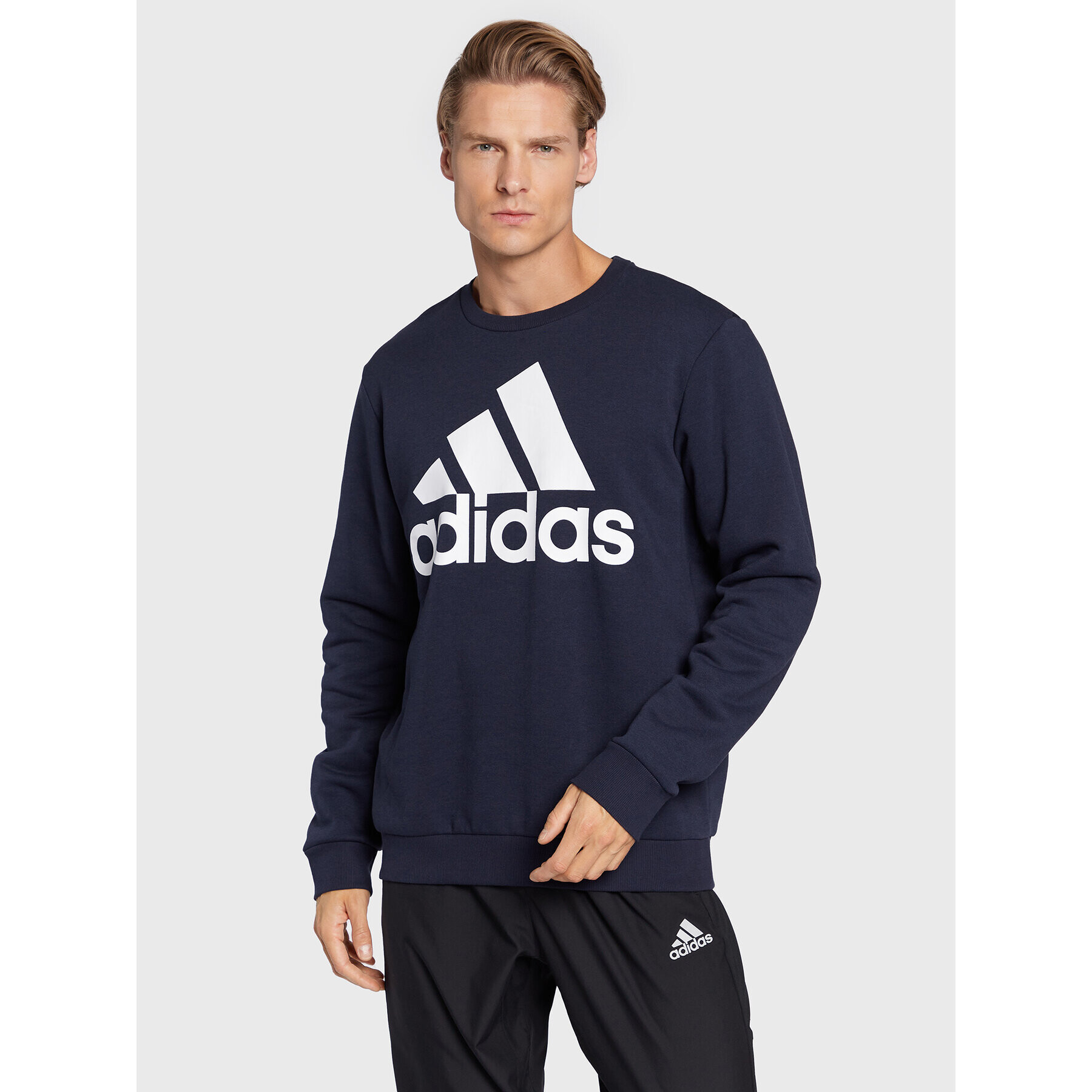 adidas Pulóver Essentials Big Logo HL2298 Sötétkék Regular Fit - Pepit.hu