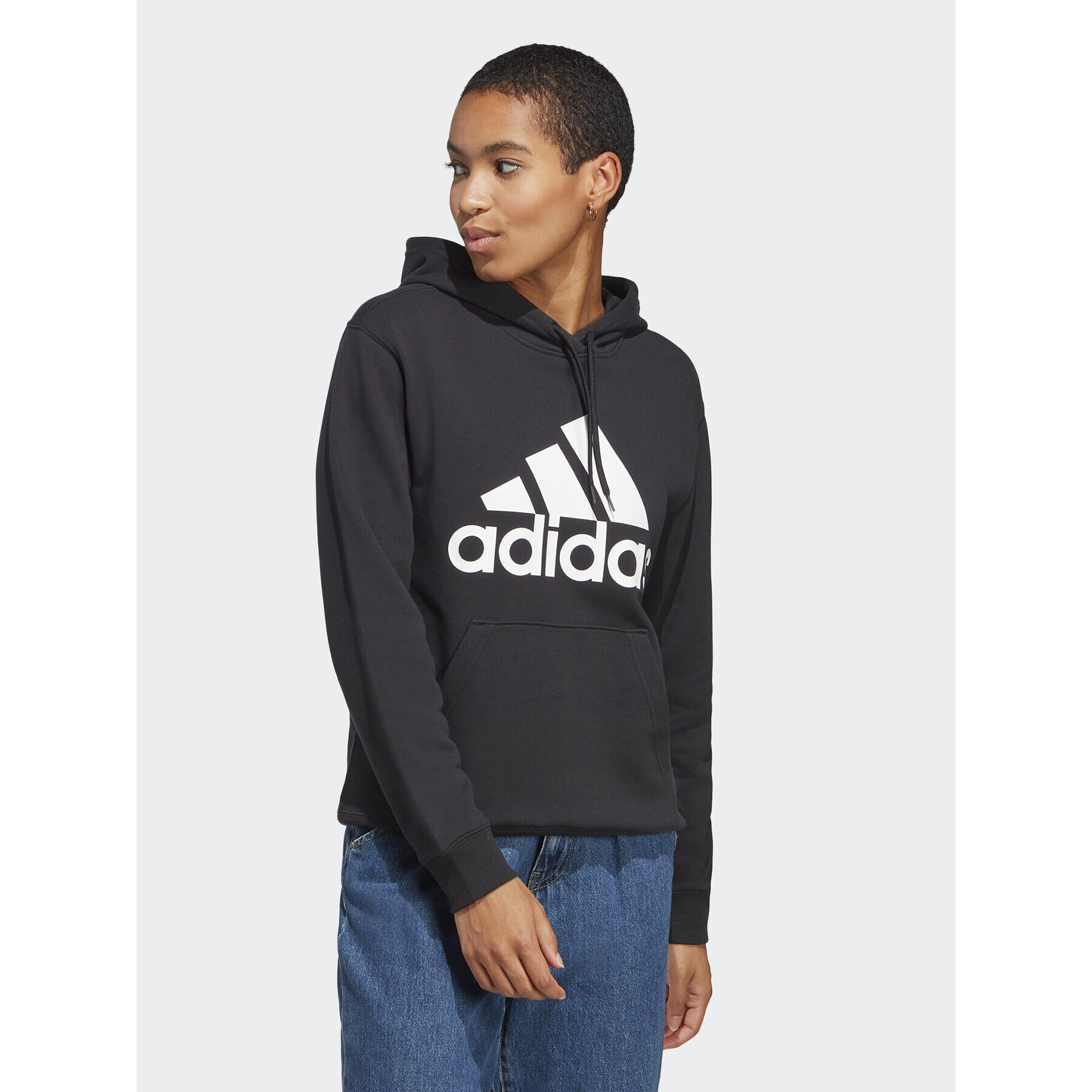 adidas Pulóver Essentials Big Logo IC6895 Fekete Regular Fit - Pepit.hu