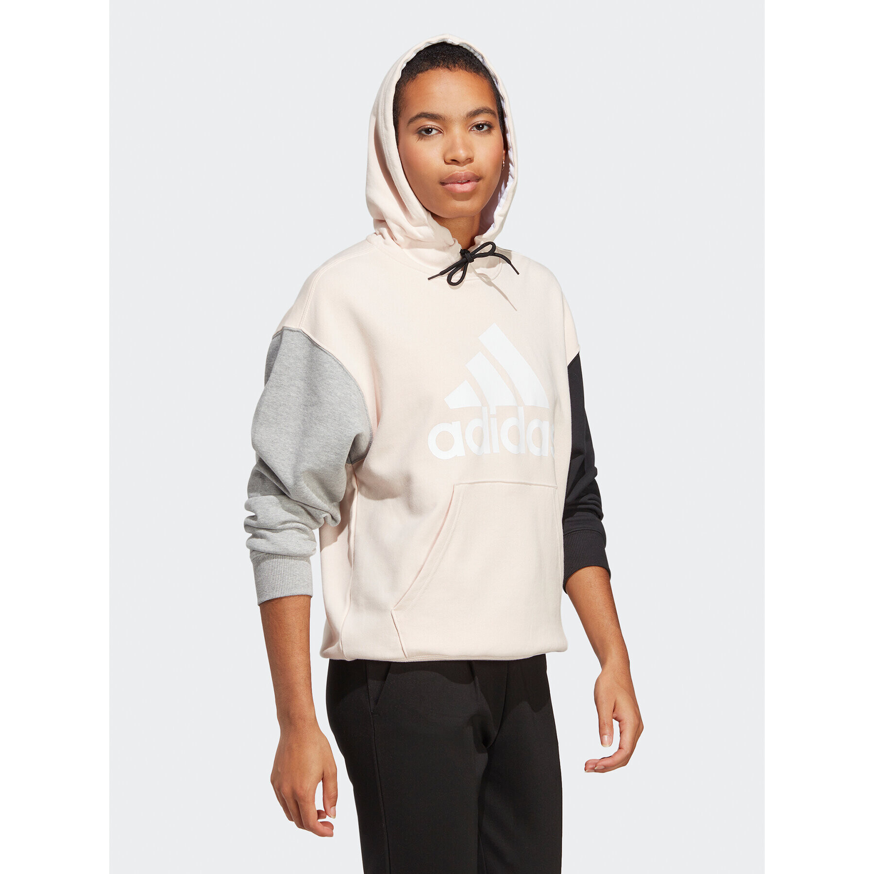 adidas Pulóver Essentials Big Logo Oversized French Terry Hoodie IC9868 Rózsaszín Loose Fit - Pepit.hu