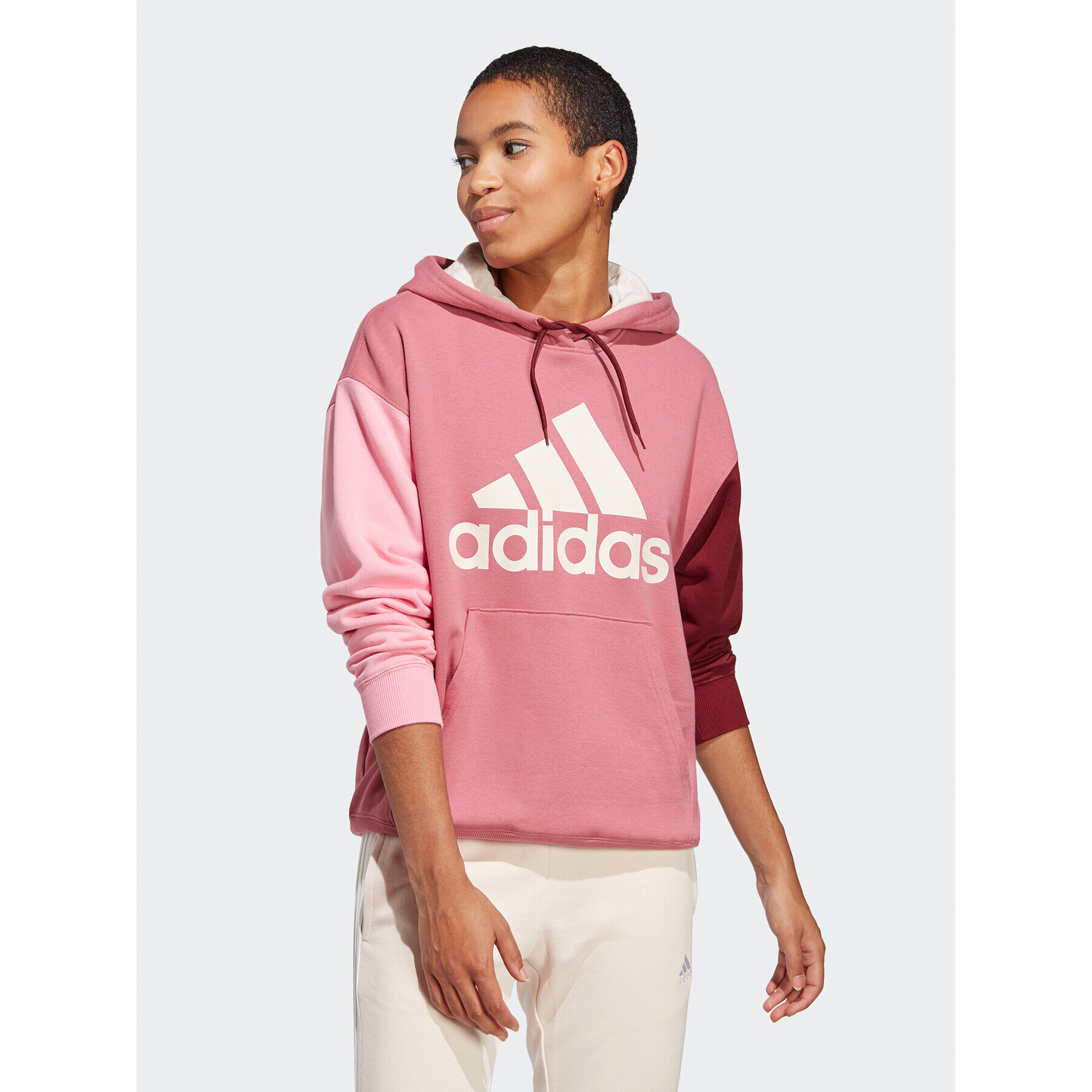 adidas Pulóver Essentials Big Logo Oversized French Terry Hoodie IC9869 Rózsaszín Loose Fit - Pepit.hu