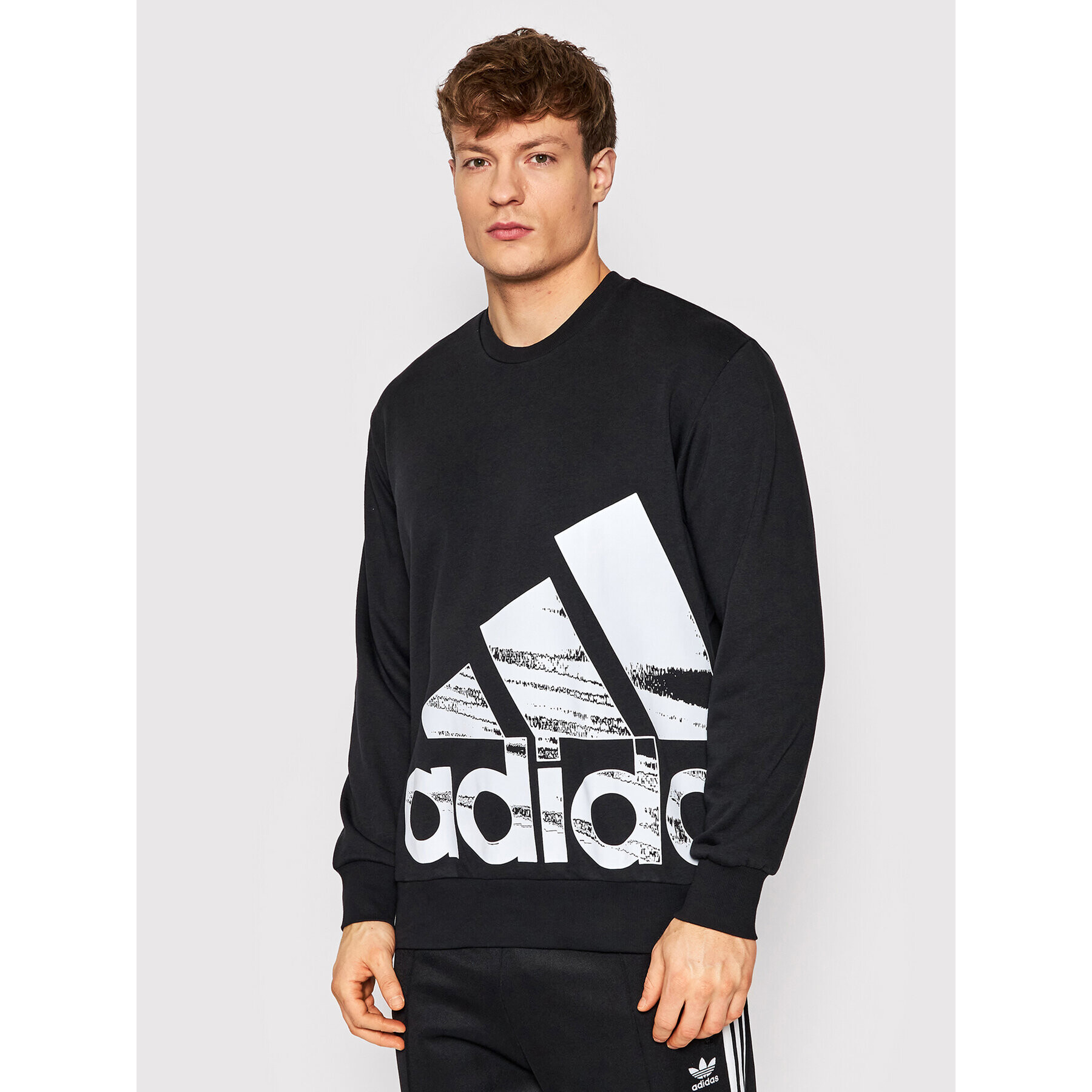 adidas Pulóver Essentials Brandlove French Terry HE1781 Fekete Loose Fit - Pepit.hu