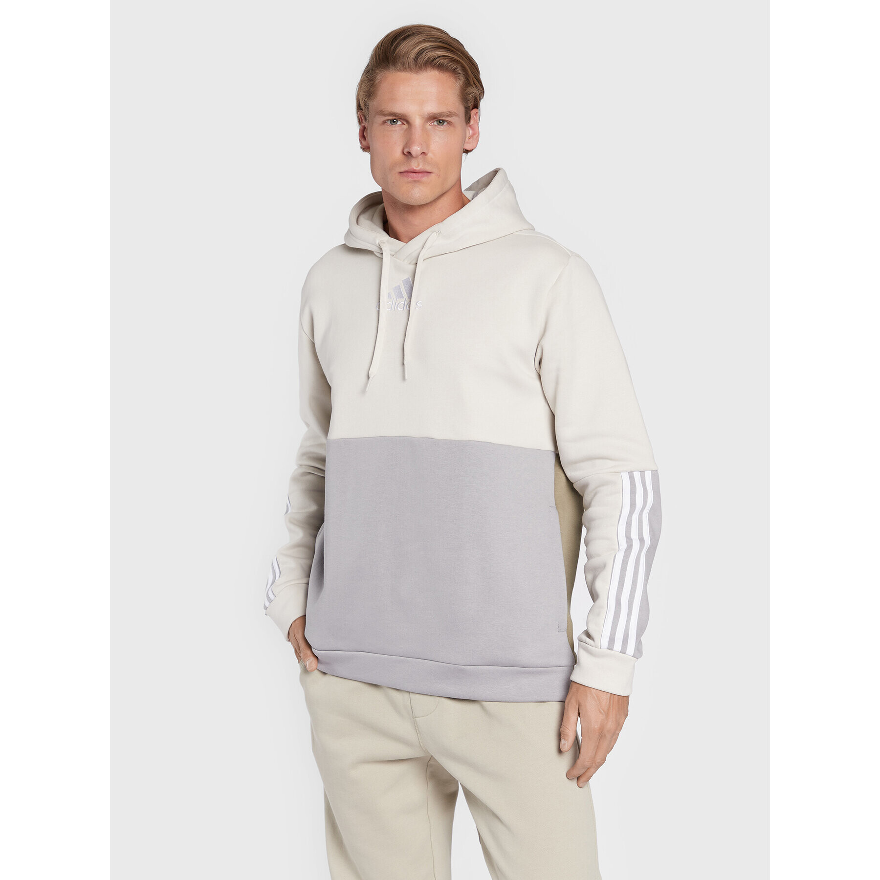 adidas Pulóver Essentials Colorblock HL1985 Bézs Standard Fit - Pepit.hu