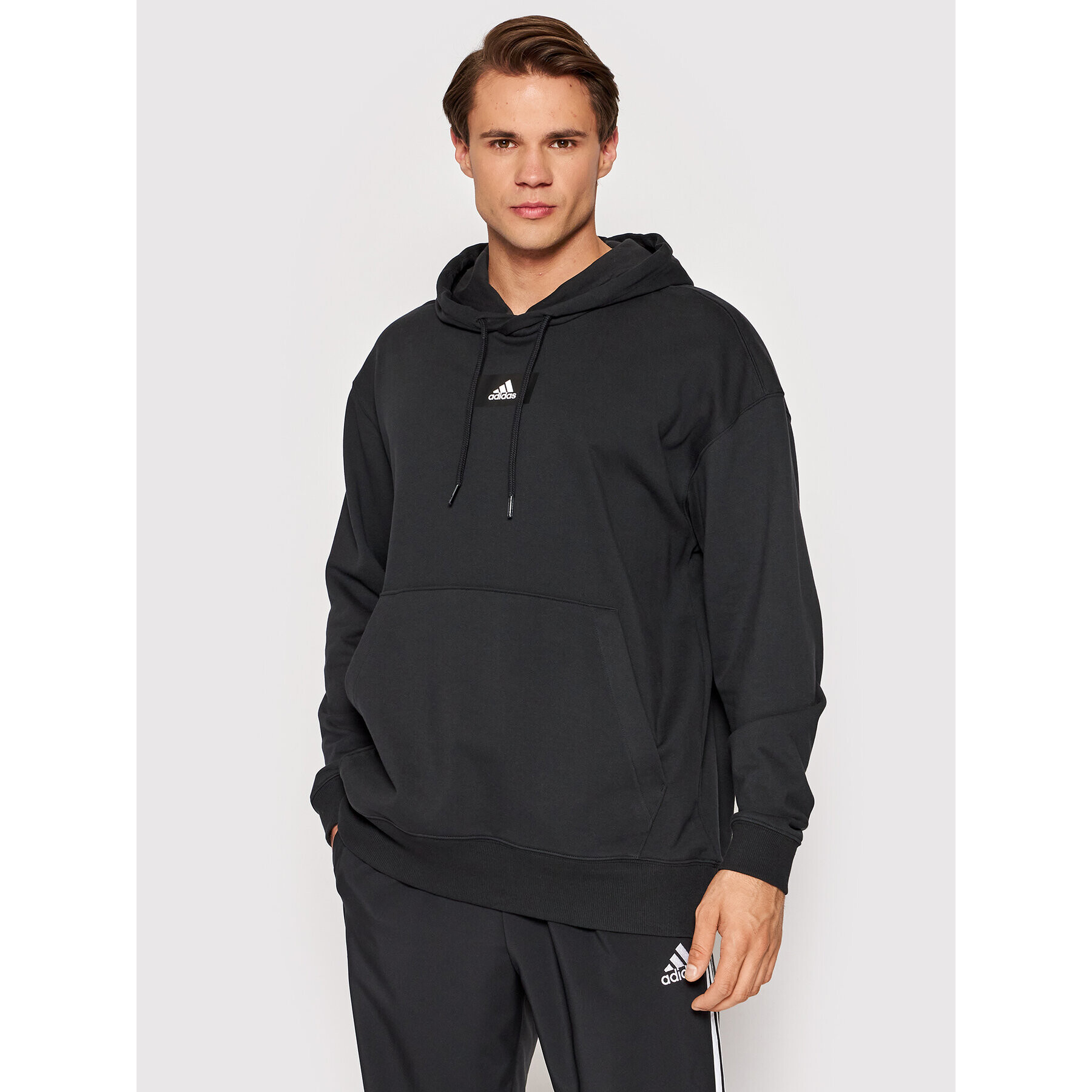 adidas Pulóver Essentials Feelvivid HE4354 Fekete Loose Fit - Pepit.hu