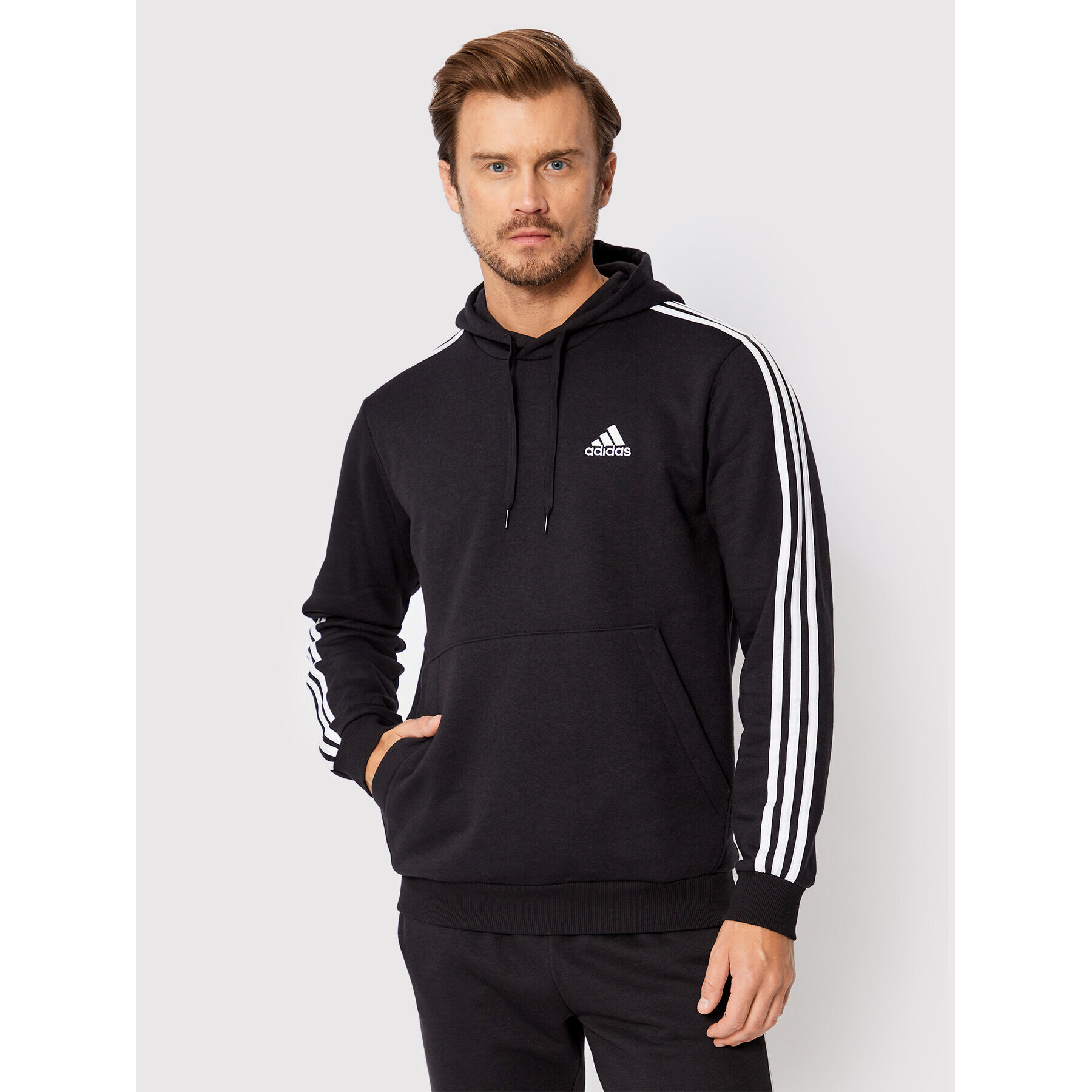 adidas Pulóver Essentials Fleece 3-Stripes GK9072 Fekete Regular Fit - Pepit.hu