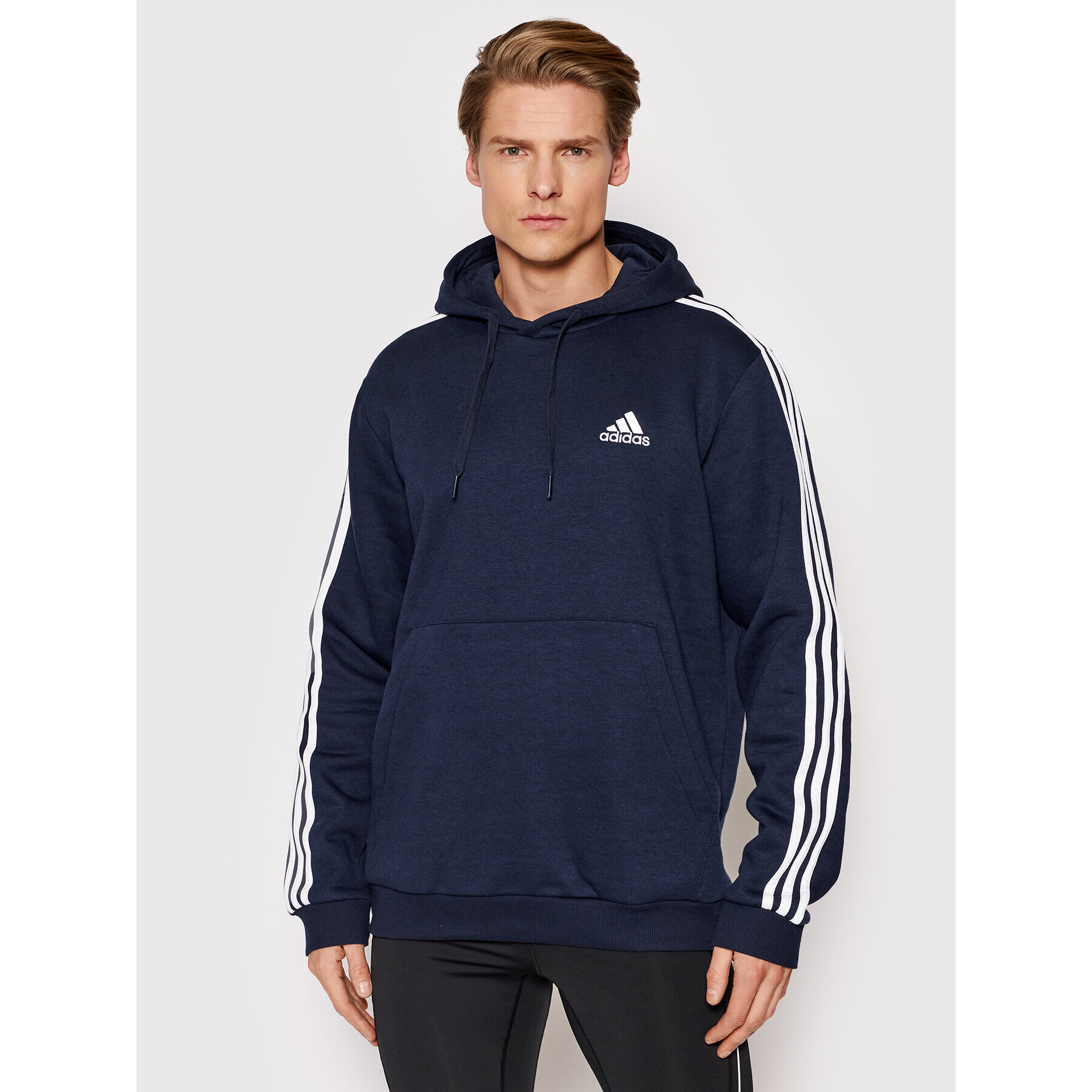 adidas Pulóver Essentials Fleece 3-Stripes GK9073 Sötétkék Regular Fit - Pepit.hu