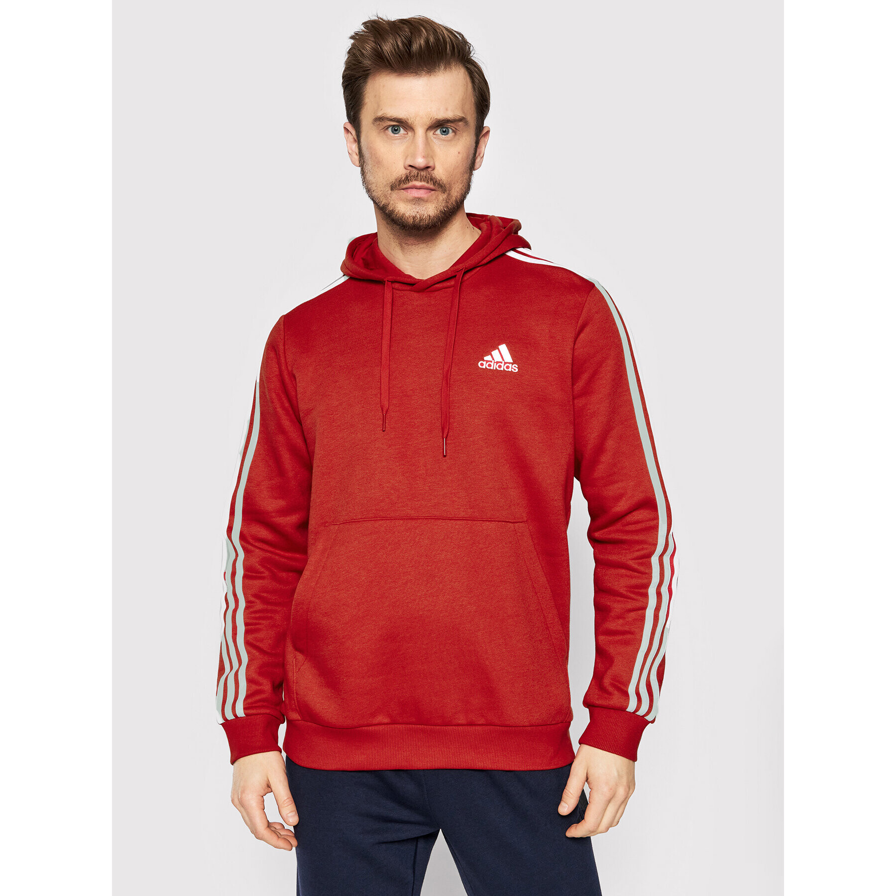 adidas Pulóver Essentials Fleece 3-Stripes GU2523 Piros Regular Fit - Pepit.hu