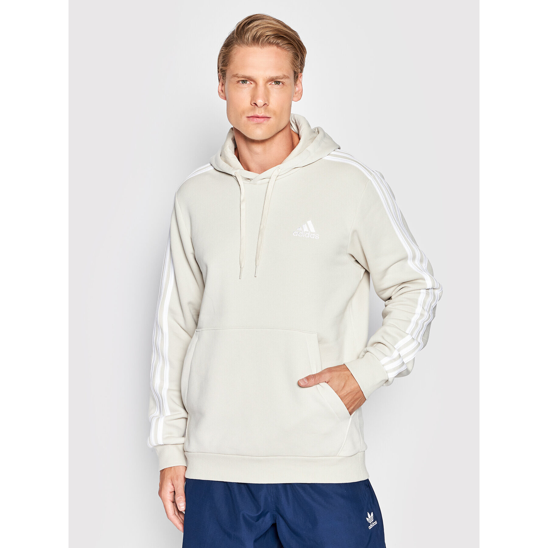 adidas Pulóver Essentials Fleece 3-Stripes HL2265 Bézs Regular Fit - Pepit.hu