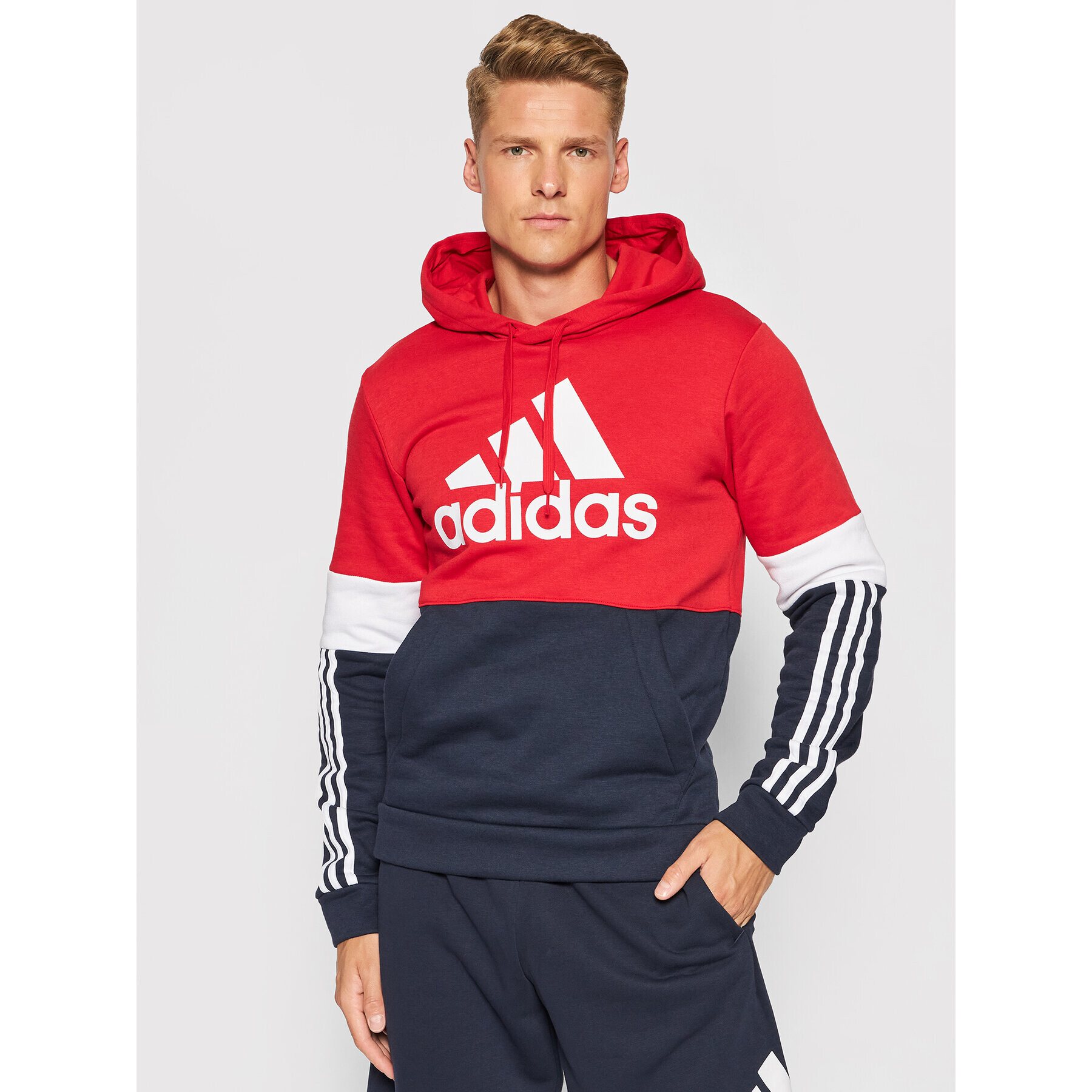 adidas Pulóver Essentials Fleece Colorblock H58980 Piros Regular Fit - Pepit.hu