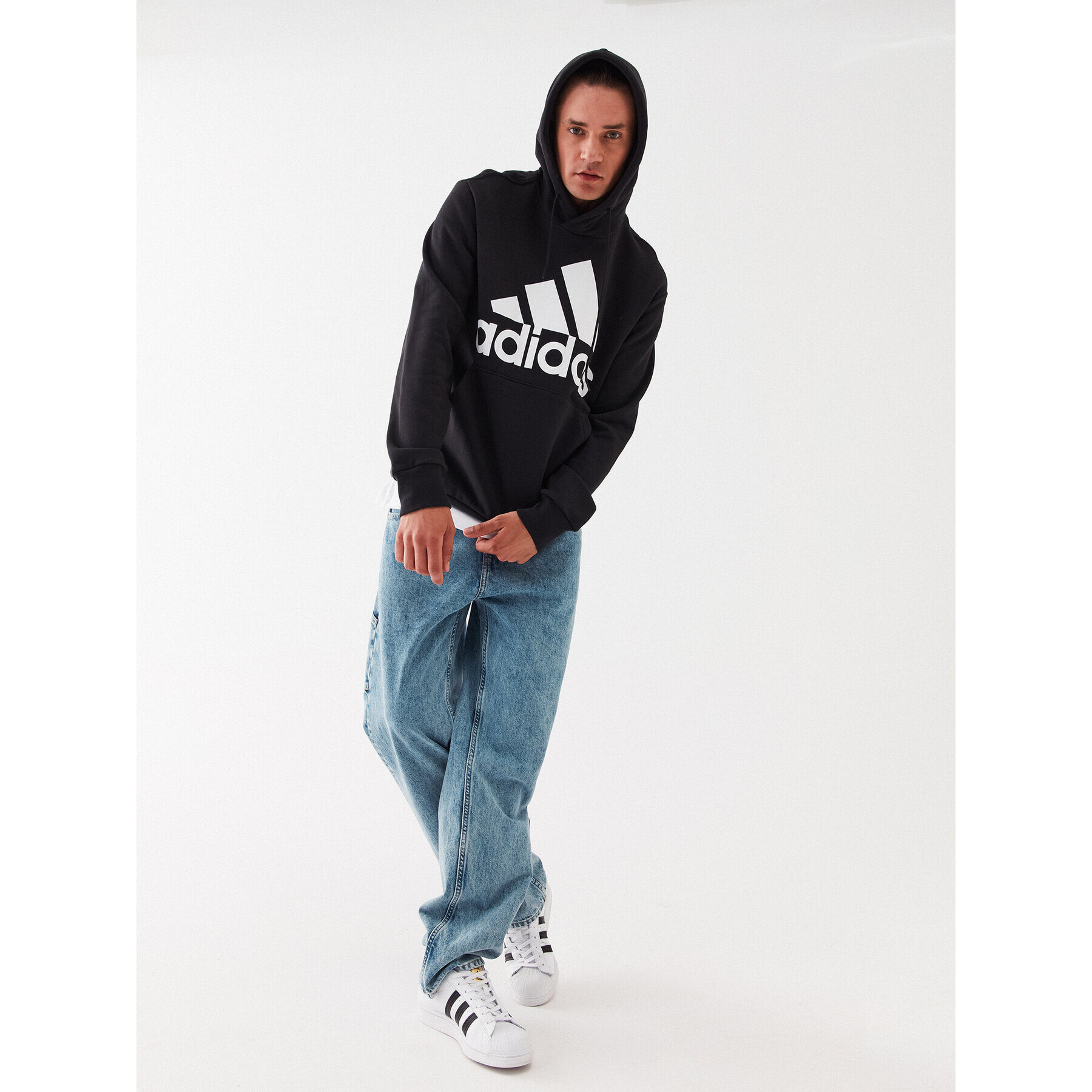 adidas Pulóver Essentials French Terry Big Logo Hoodie IC9363 Fekete Regular Fit - Pepit.hu