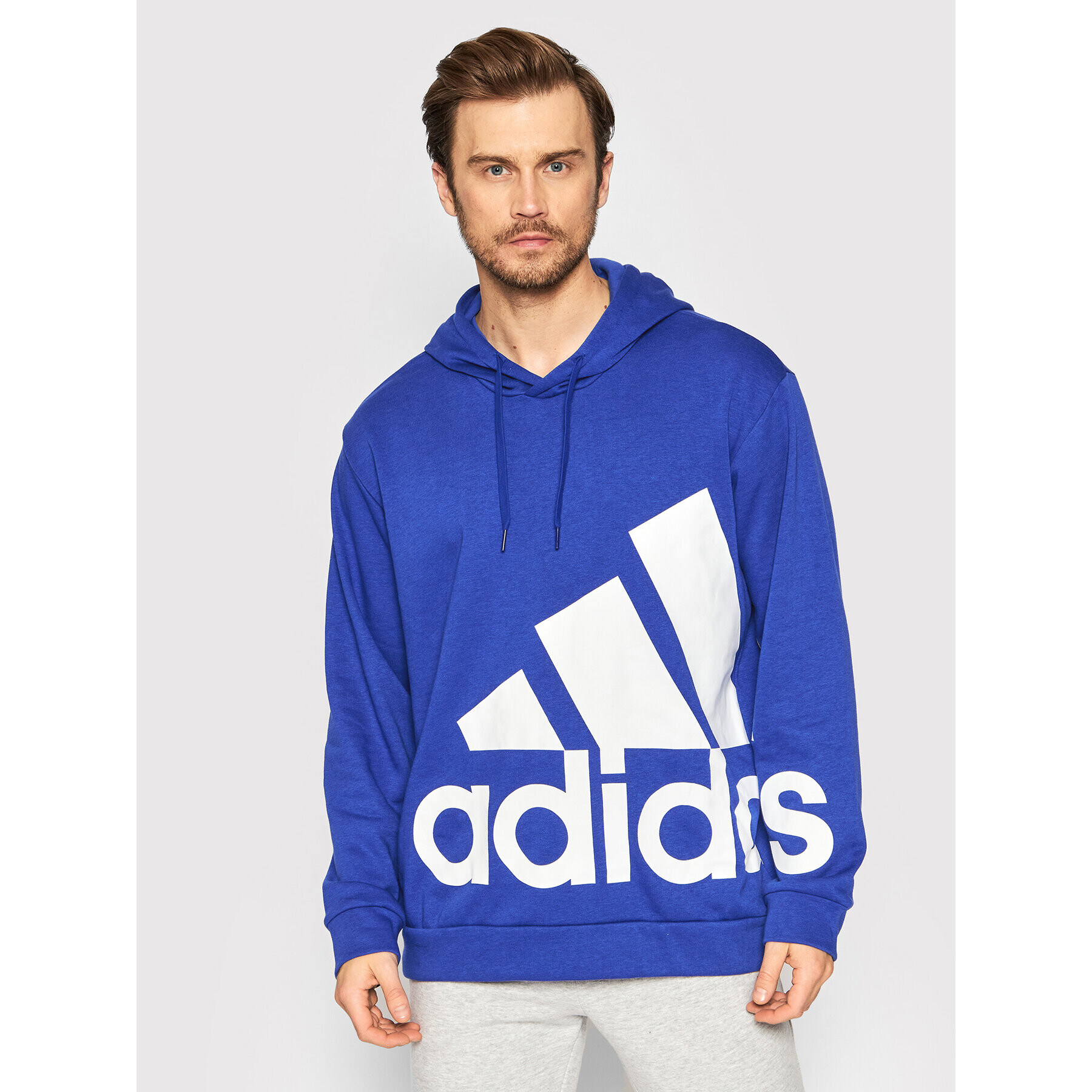 adidas Pulóver Essentials Giant Logo French Terry HE4405 Kék Loose Fit - Pepit.hu