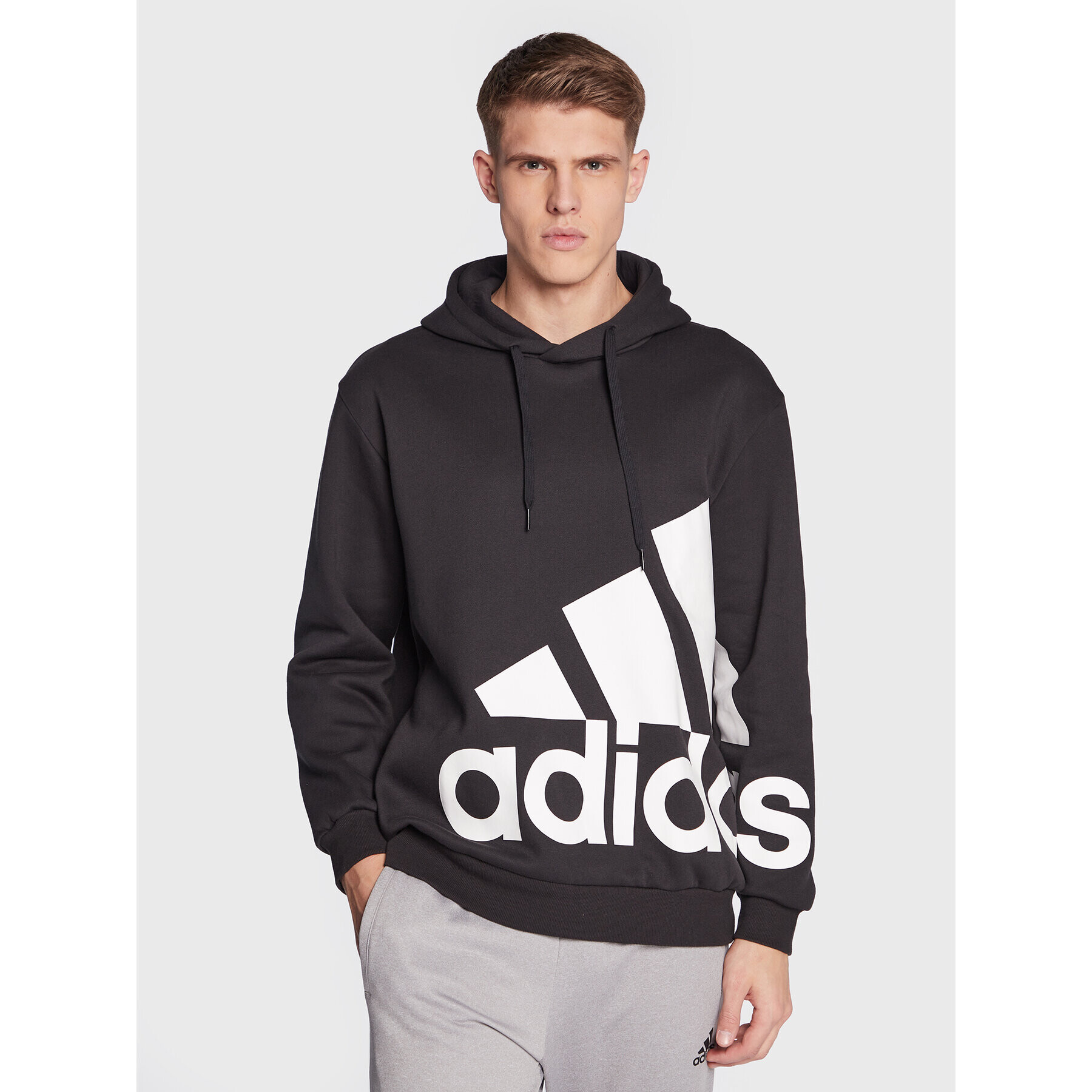 adidas Pulóver Essentials Giant Logo HL6925 Fekete Loose Fit - Pepit.hu