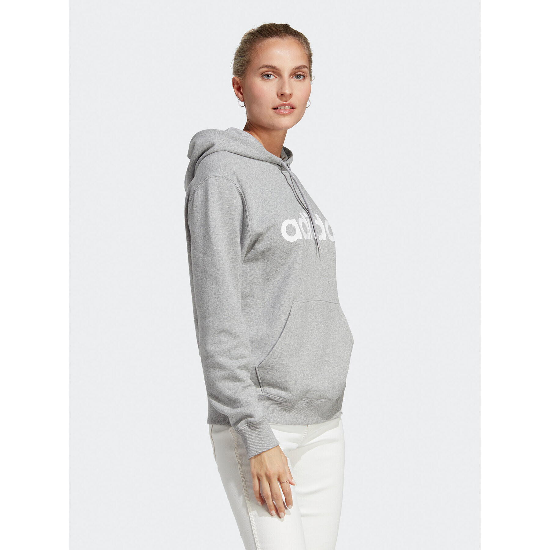 adidas Pulóver Essentials Linear Hoodie IC6884 Szürke Regular Fit - Pepit.hu