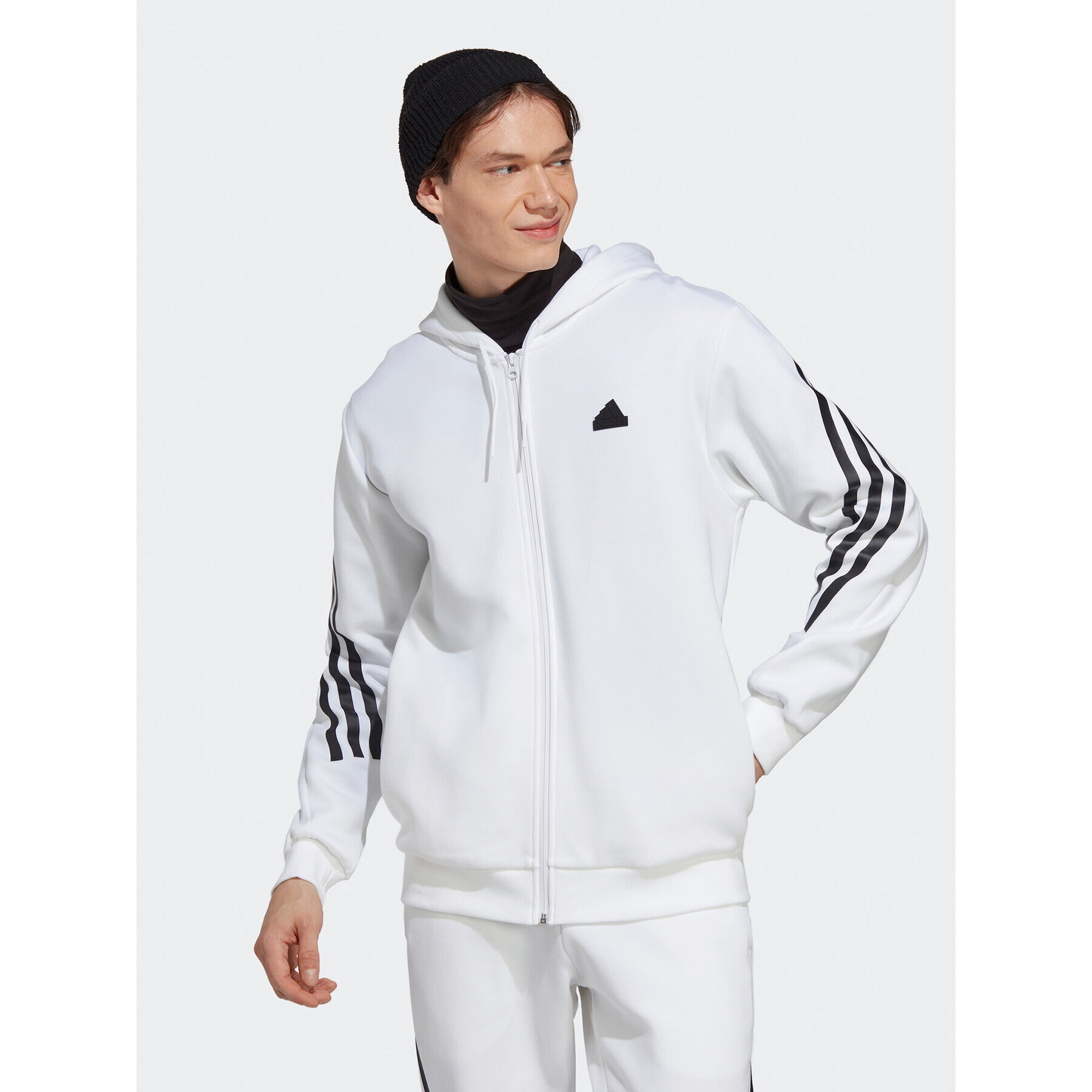 adidas Pulóver Future Icons 3-Stripes Full-Zip Hoodie IC8258 Fehér Regular Fit - Pepit.hu