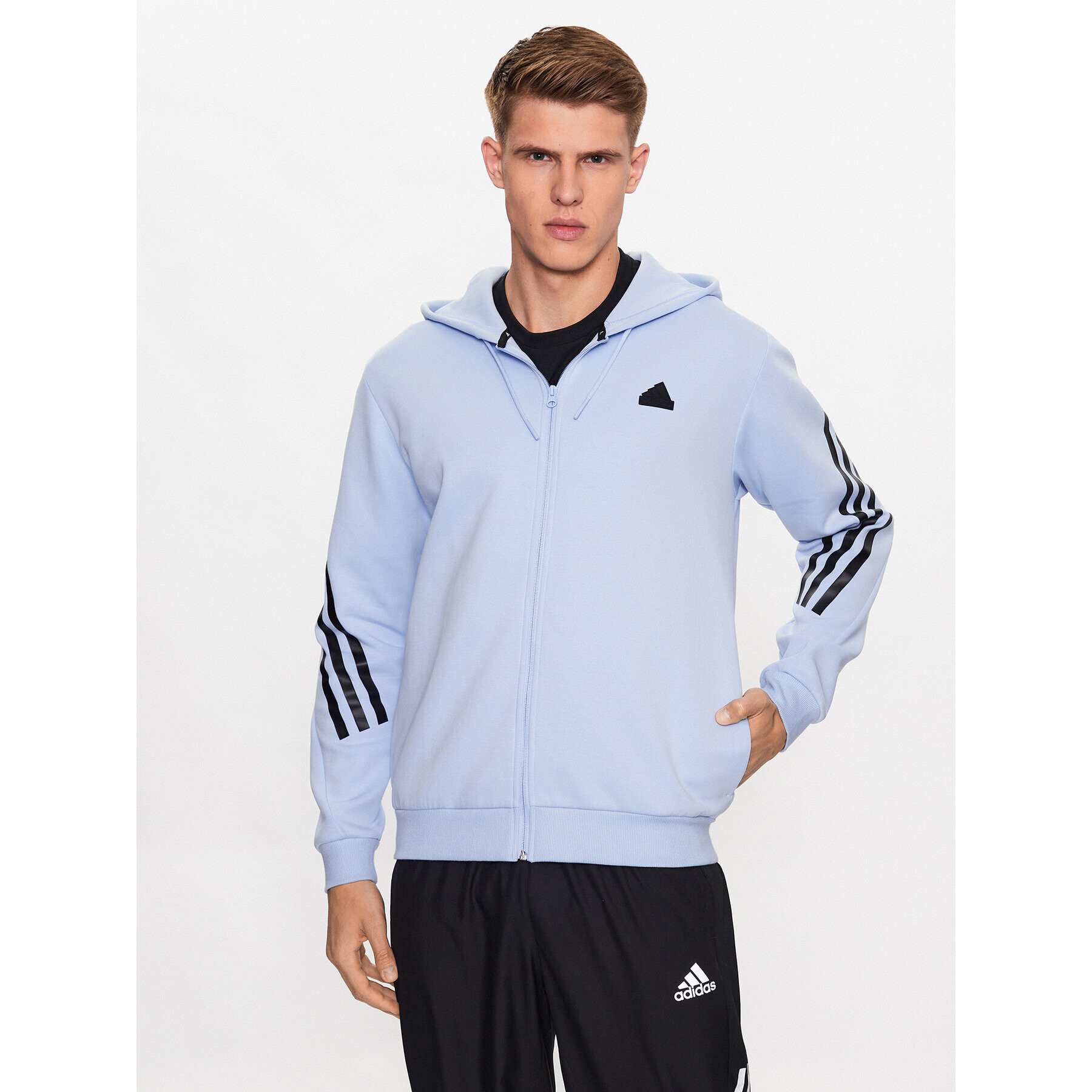 adidas Pulóver Future Icons 3-Stripes Full-Zip Hoodie IC8262 Kék Regular Fit - Pepit.hu