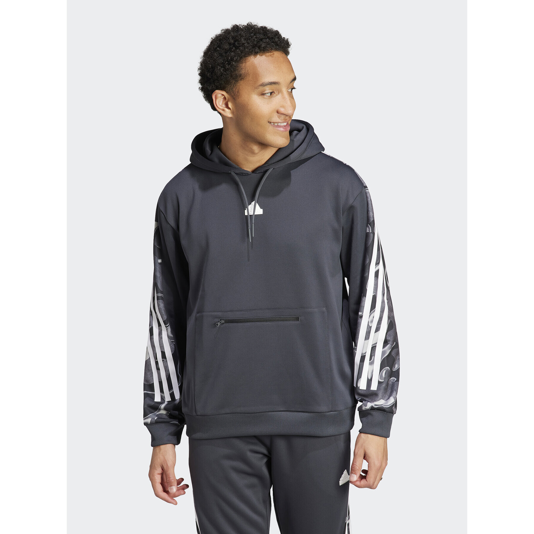 adidas Pulóver Future Icons Allover Print IB6126 Szürke Loose Fit - Pepit.hu