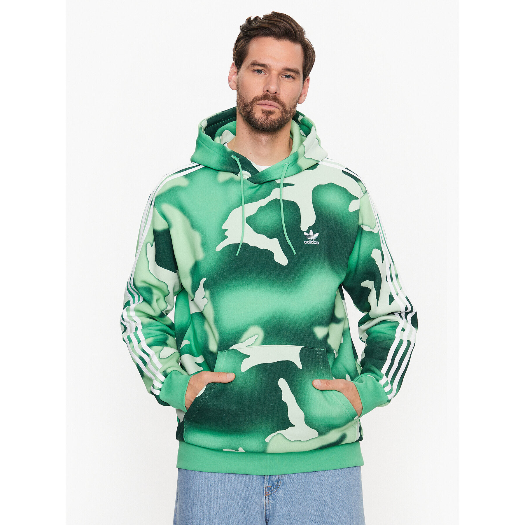 adidas Pulóver Graphics Camo Allover Print Hoodie HZ1158 Zöld Regular Fit - Pepit.hu