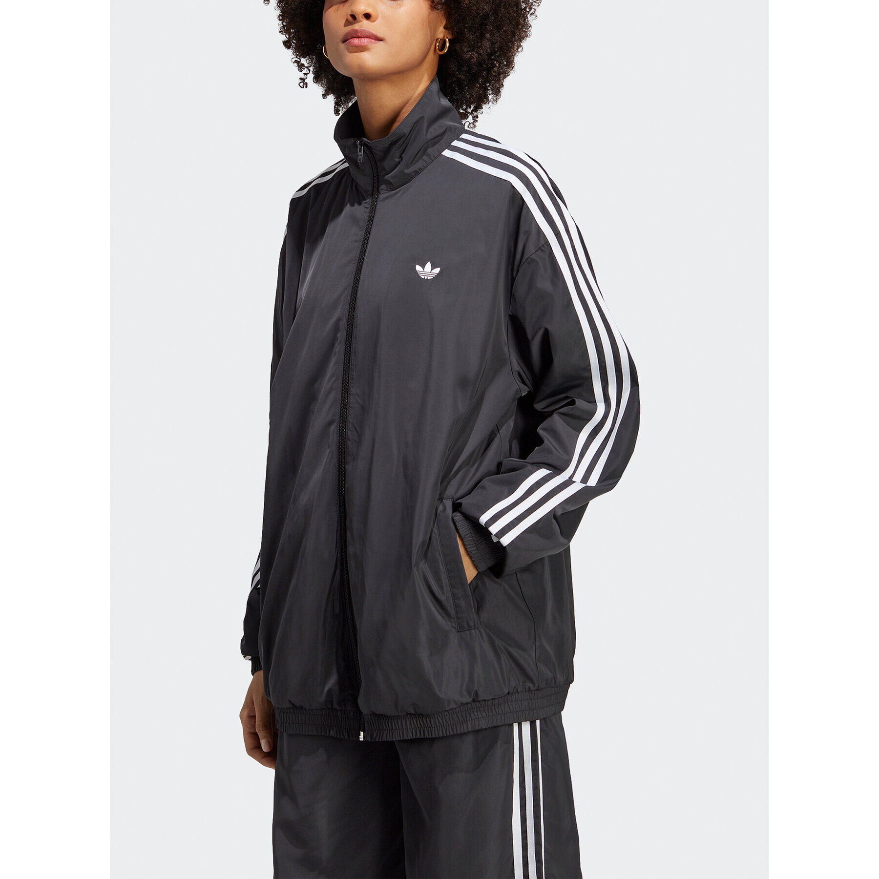 adidas Pulóver Oversized Track Top IP7142 Fekete Loose Fit - Pepit.hu