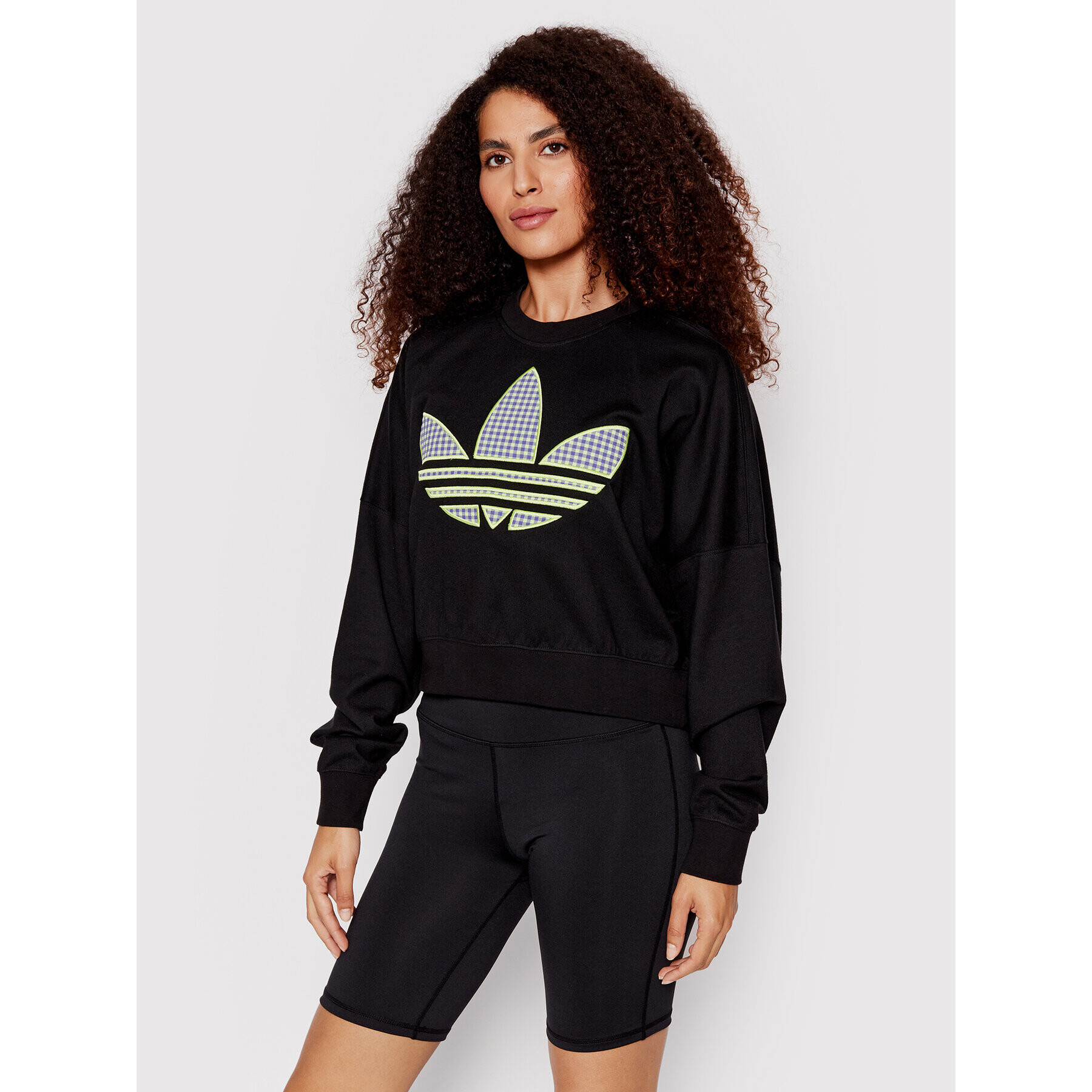 adidas Pulóver Trefoil Application HB9442 Fekete Loose Fit - Pepit.hu