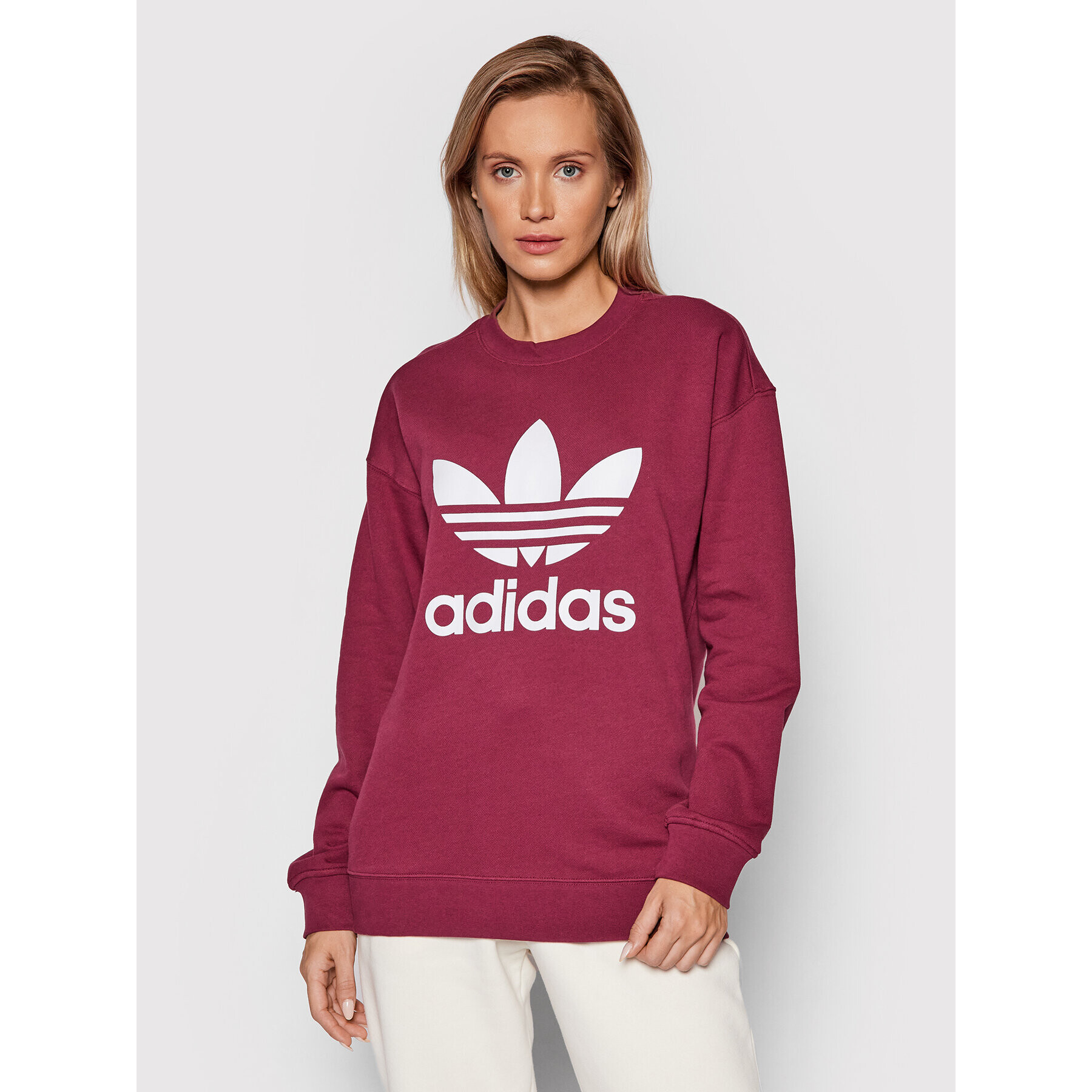 adidas Pulóver Trefoil Crew H33579 Bordó Regular Fit - Pepit.hu