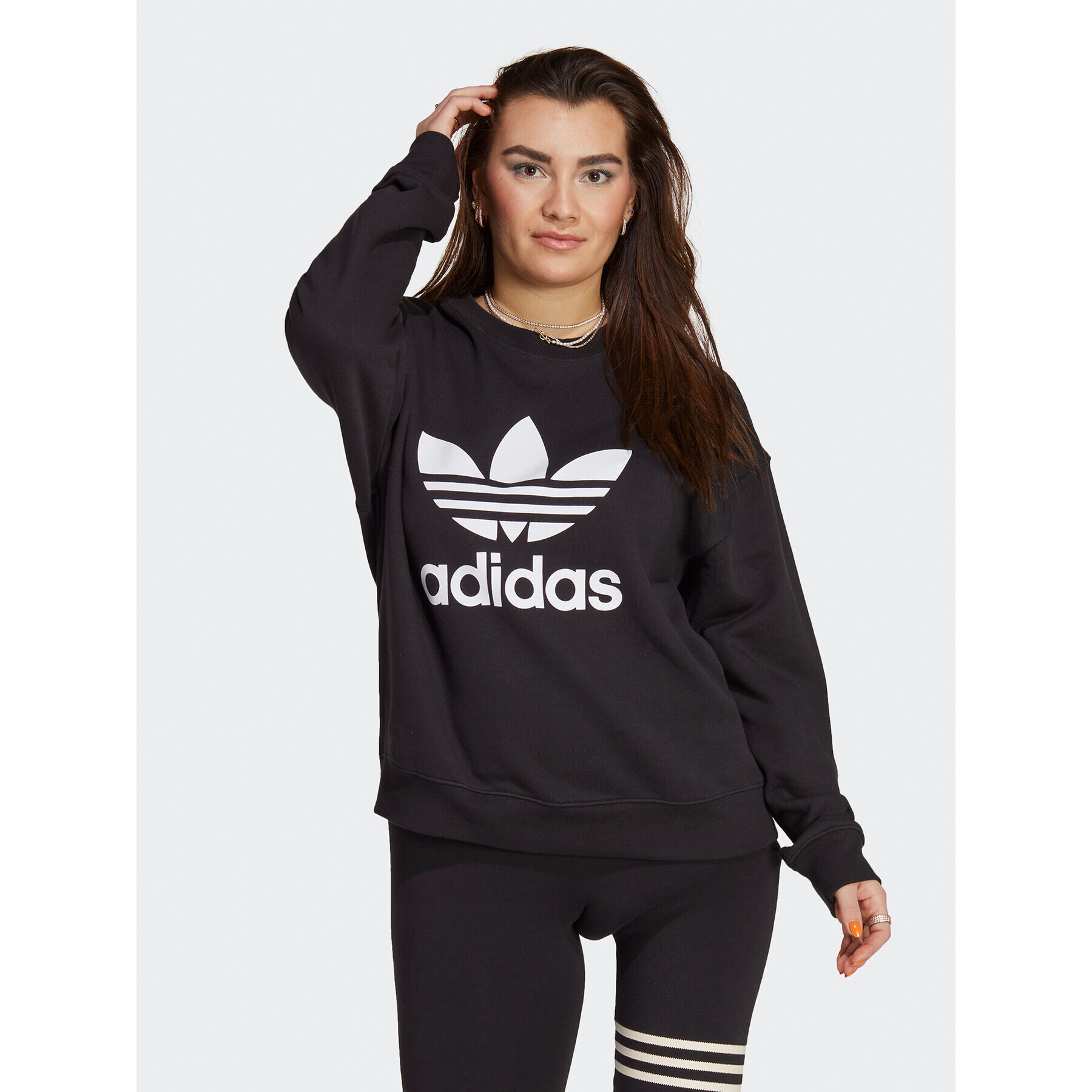 adidas Pulóver Trefoil Crew IB7431 Fekete Regular Fit - Pepit.hu