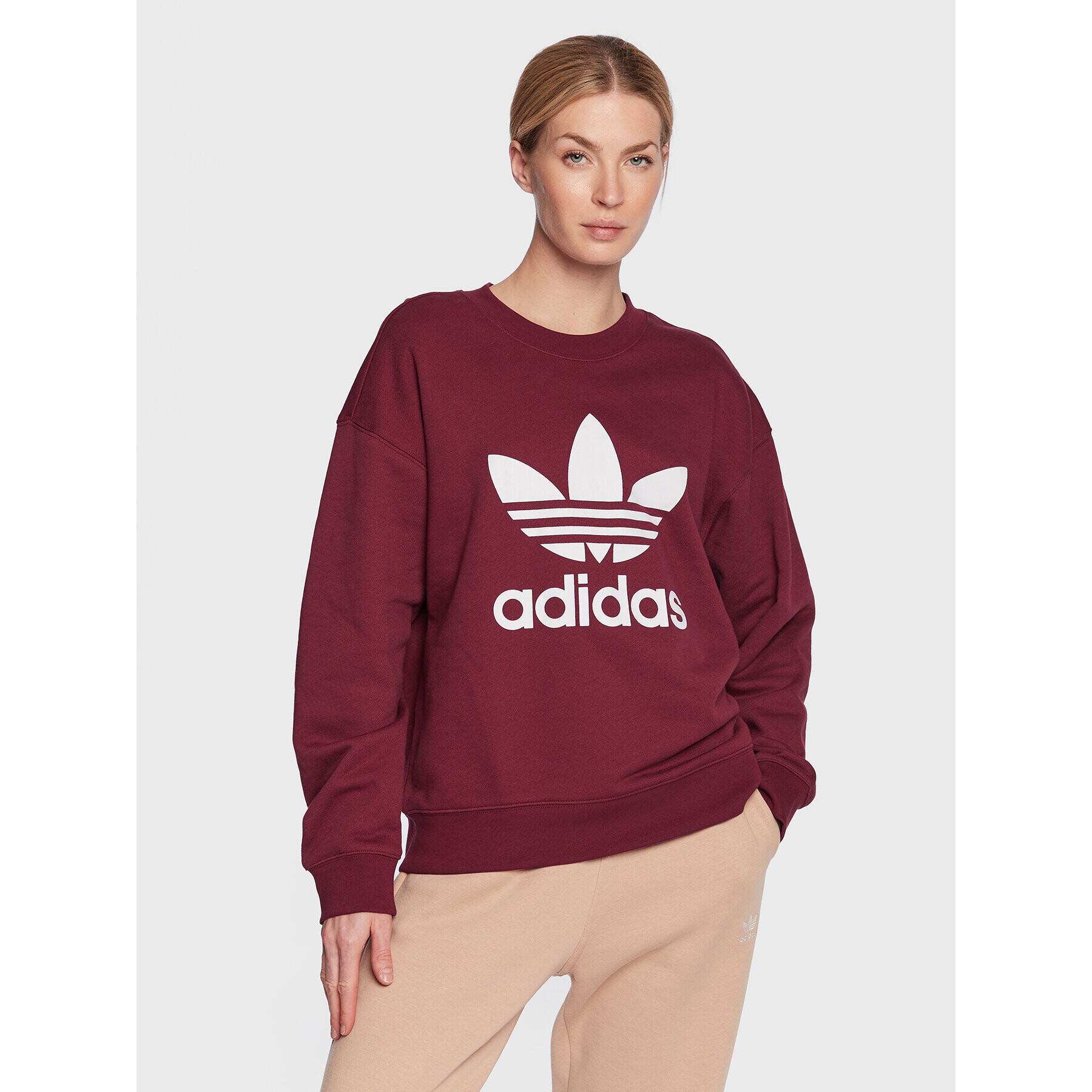 adidas Pulóver Trefoil Crew Sweatshirt IB7429 Piros Regular Fit - Pepit.hu