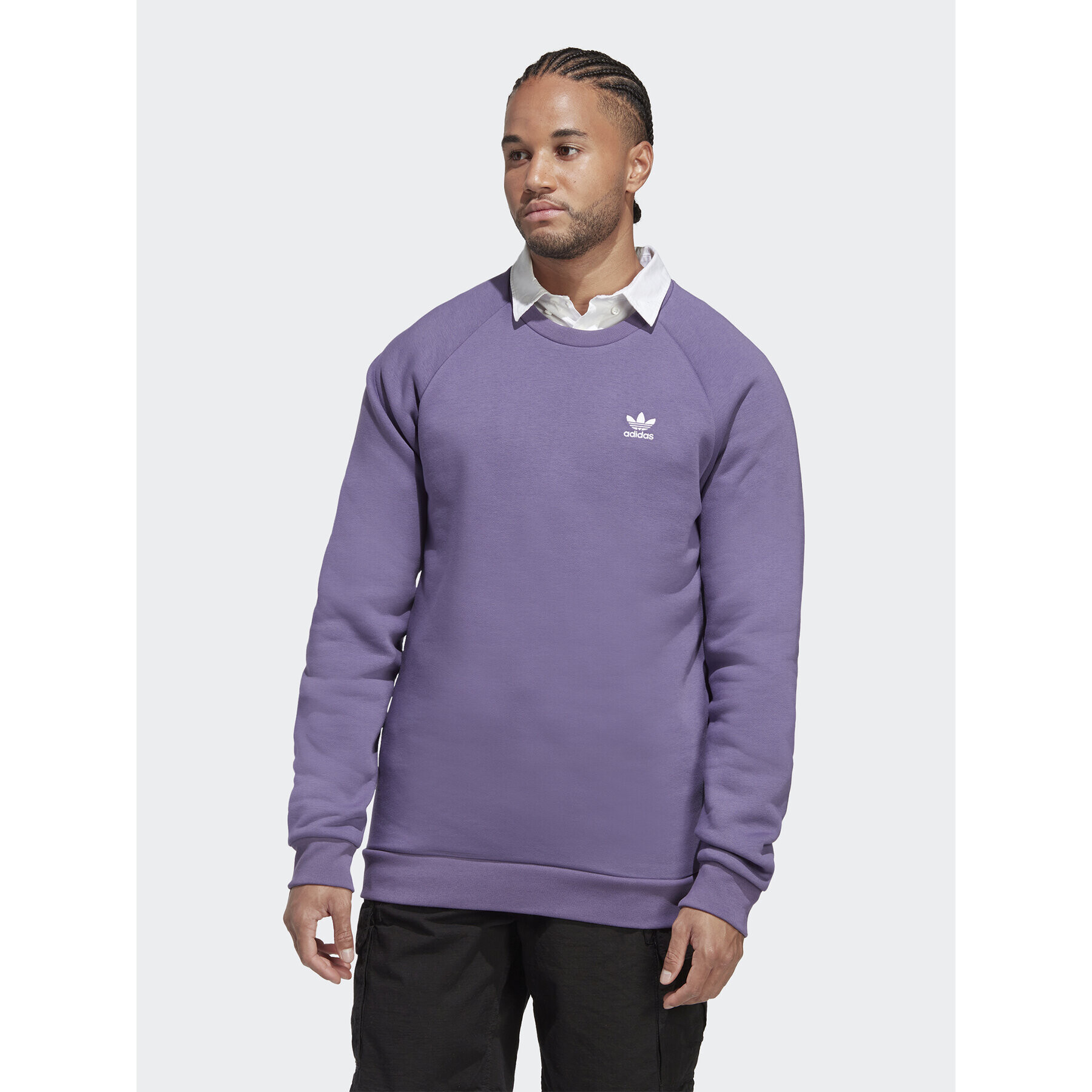 adidas Pulóver Trefoil Essentials Crewneck Sweatshirt IA4824 Lila Regular Fit - Pepit.hu