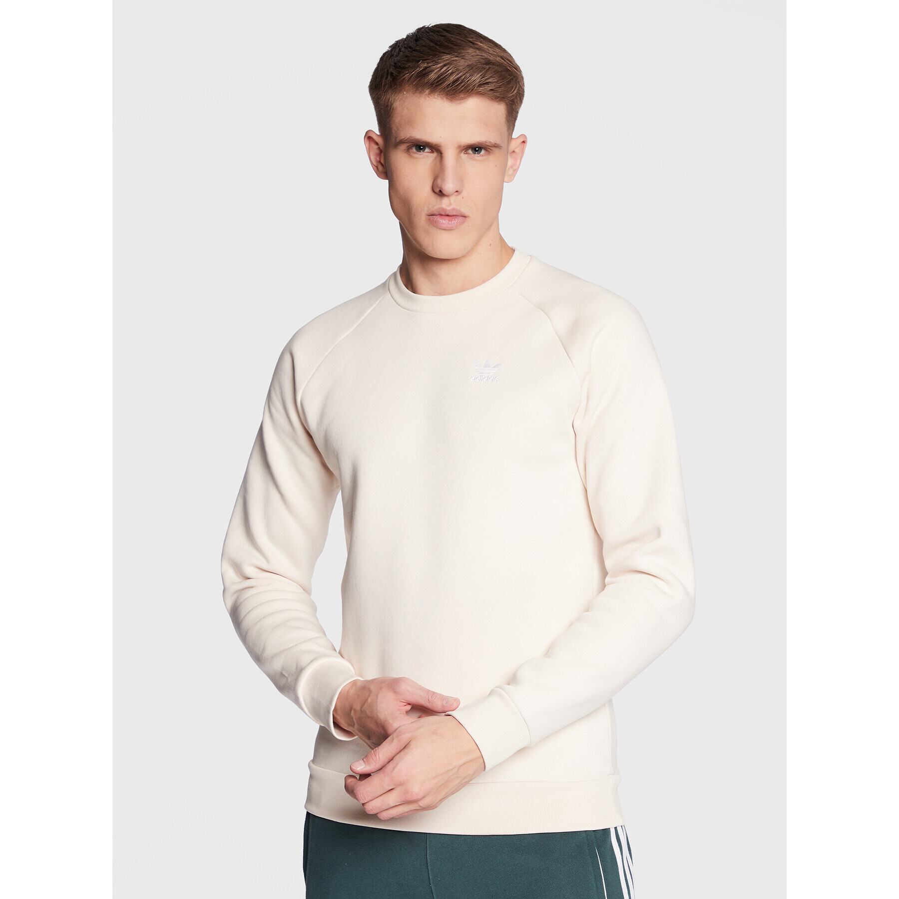 adidas Pulóver Trefoil Essentials Crewneck Sweatshirt IA4826 Bézs Regular Fit - Pepit.hu