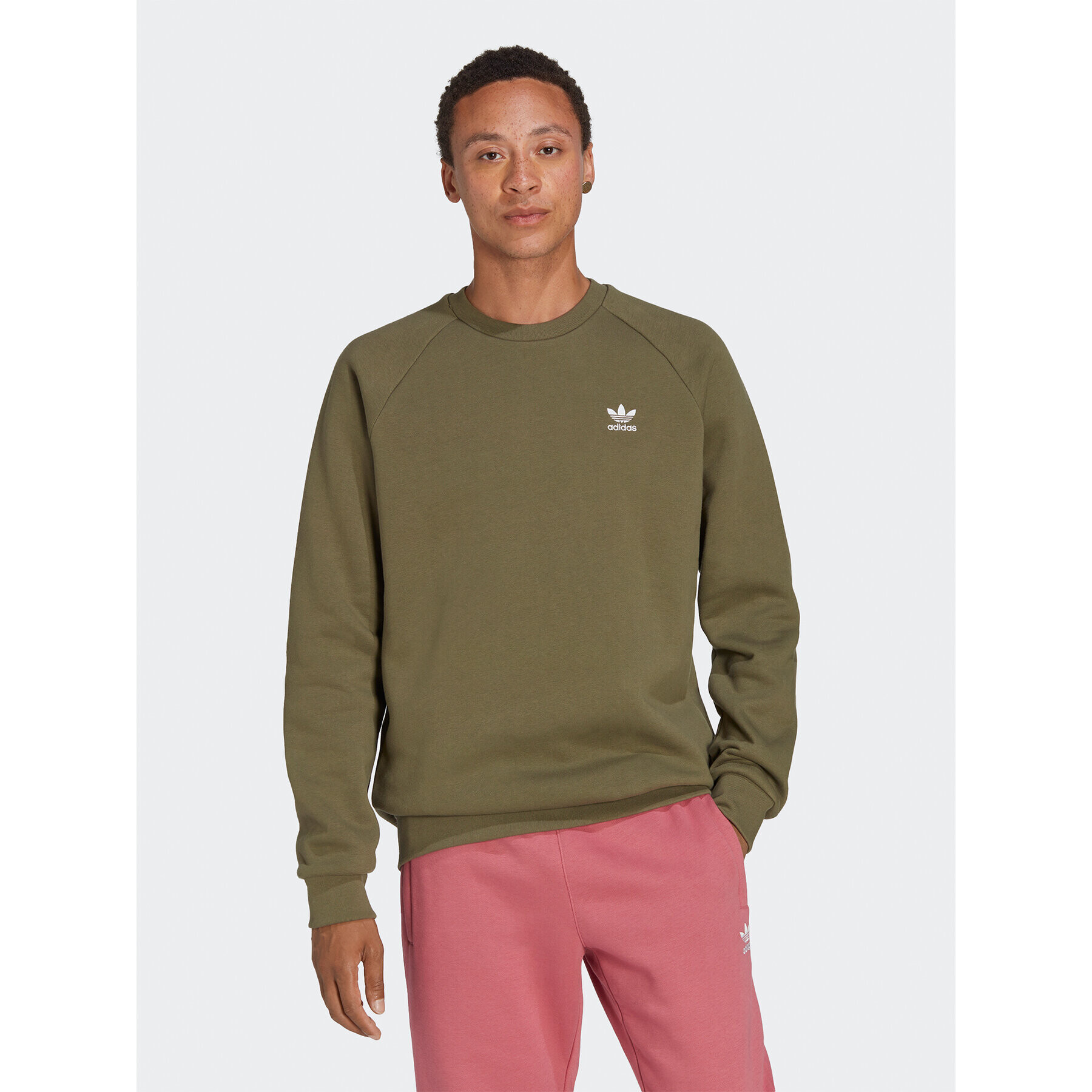 adidas Pulóver Trefoil Essentials Crewneck Sweatshirt IB1408 Zöld Regular Fit - Pepit.hu