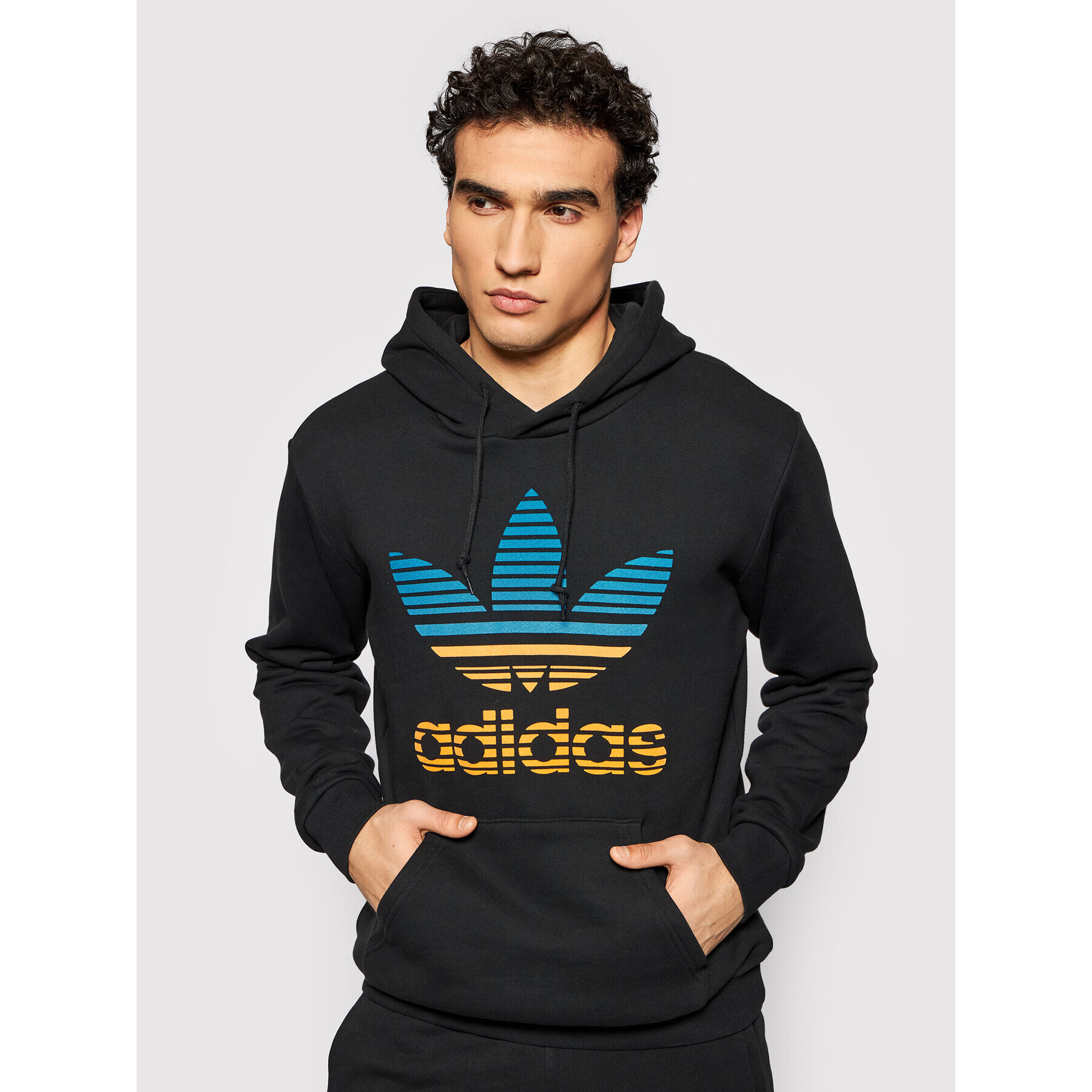 adidas Pulóver Trefoil Ombré GP0158 Fekete Regular Fit - Pepit.hu